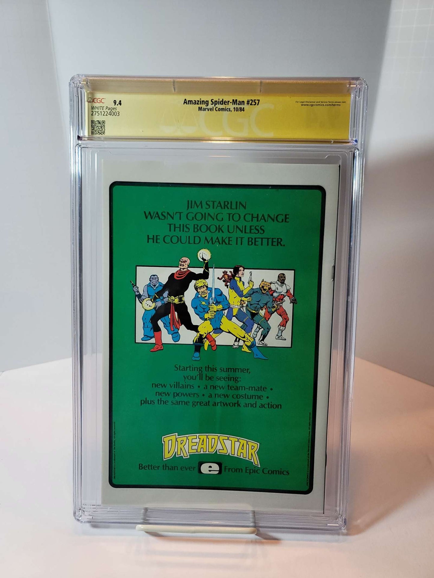 Amazing Spider-Man Vol 1 #257 CGC SS 9.4 Rear View