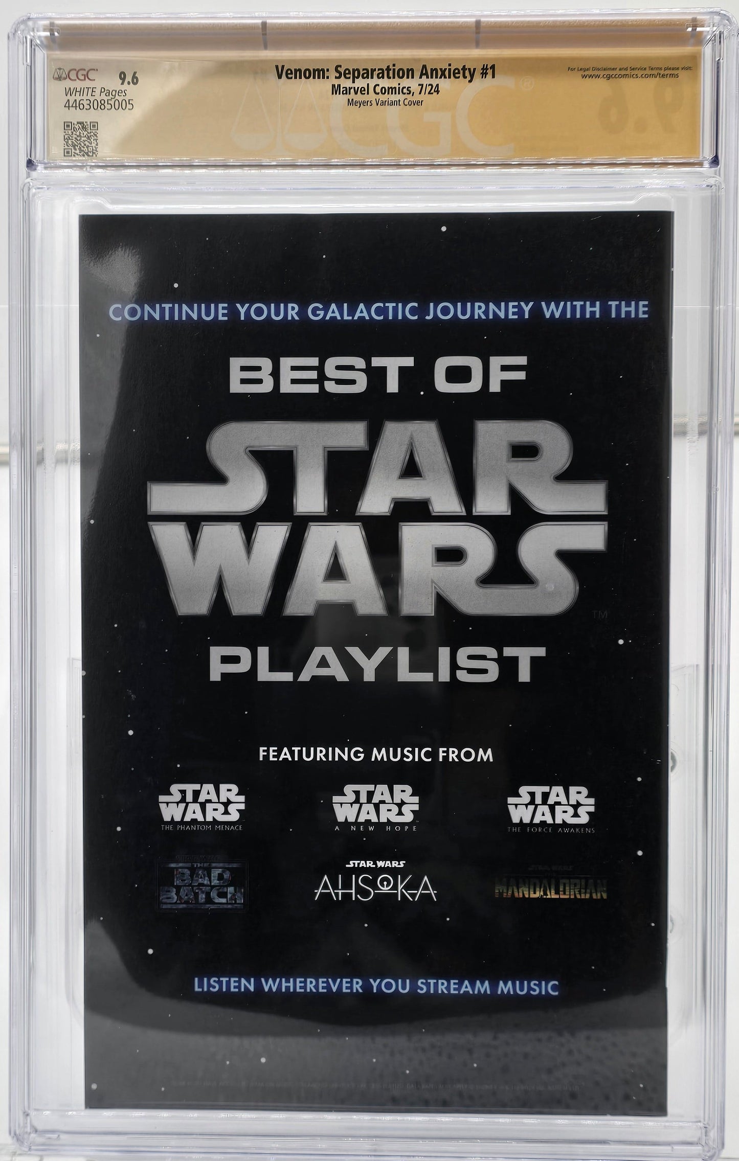 Venom: Ansiedad por separación n.° 1 CGC SS 9.6 Firmado y dibujado por Jonboy Meyers