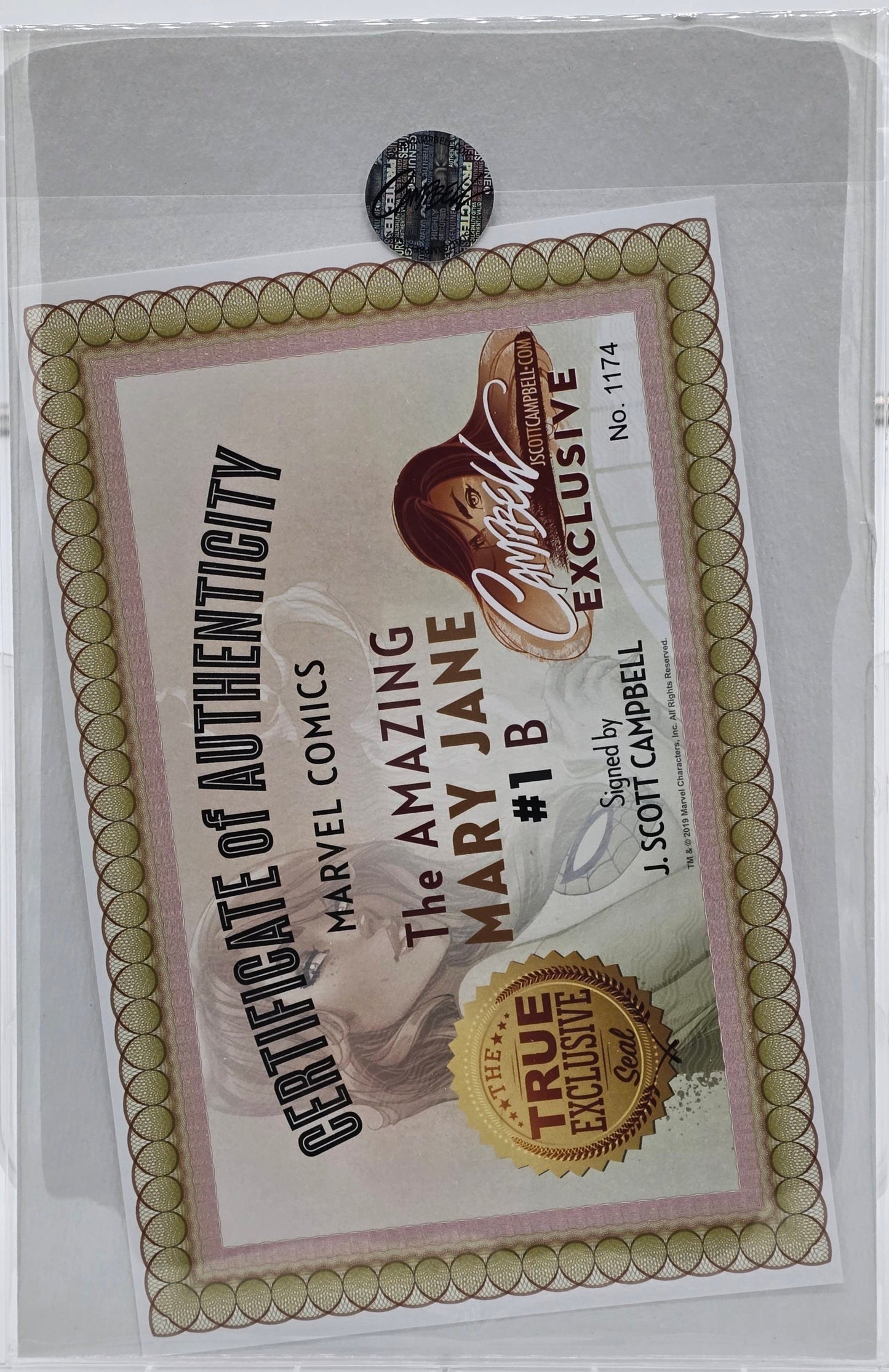 Increíble Mary Jane n.° 1, portada B firmada por J Scott Campbell con certificado de autenticidad