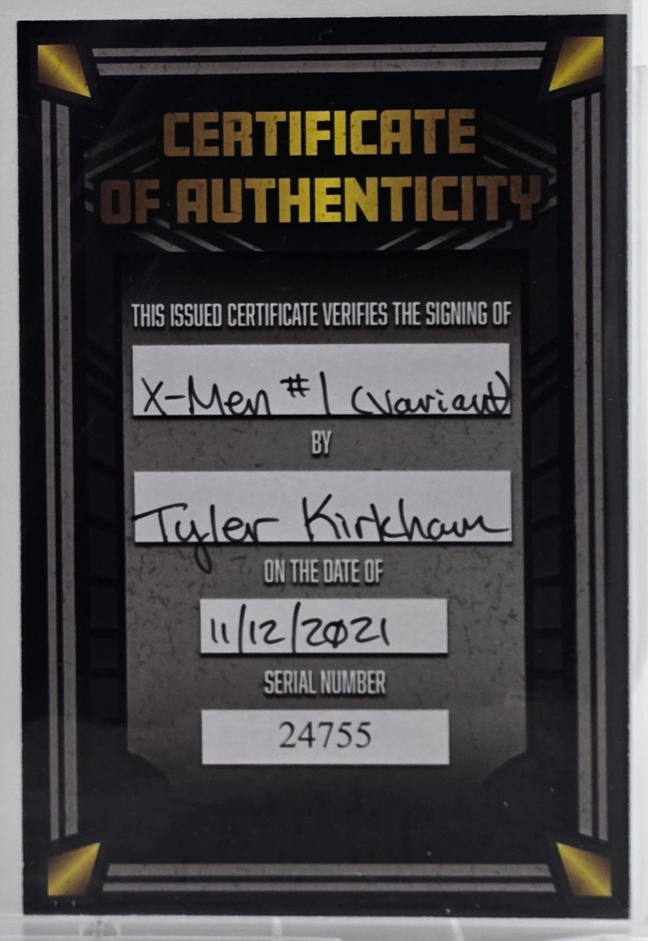 X 戰警 #001 未知漫畫 Tyler Kirkham 處女封面由 Tyler Kirham 簽名