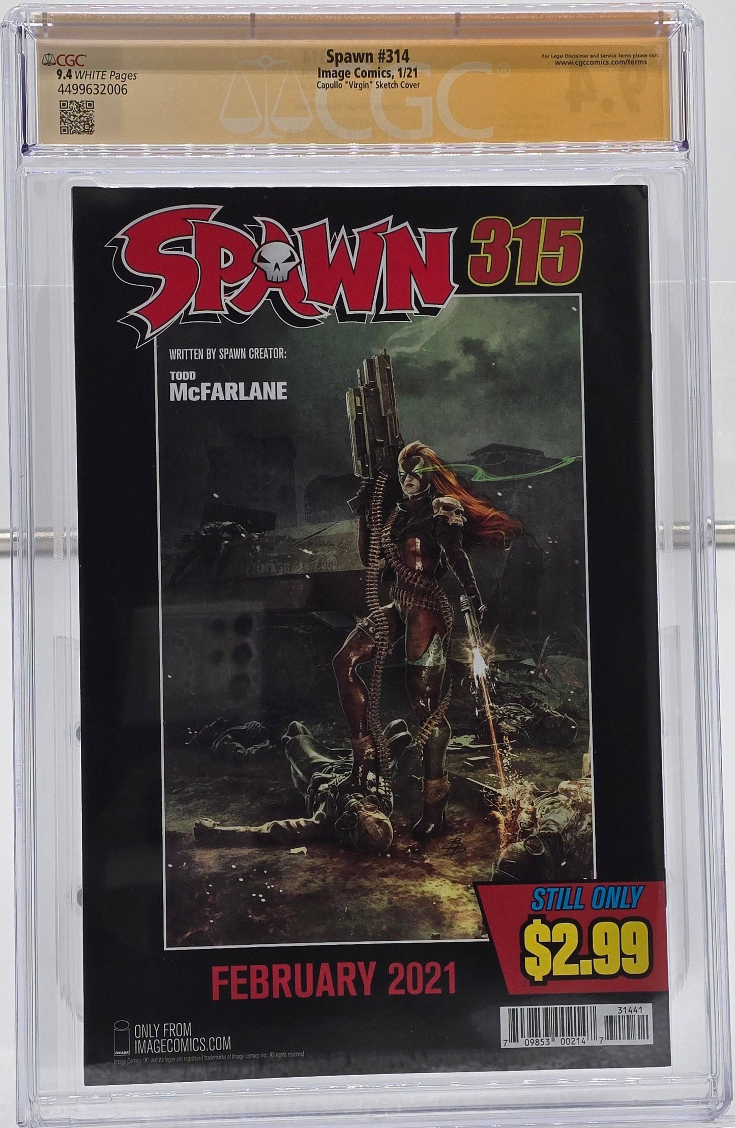 Spawn #314 Greg Capullo Virgin 素描封面 CGC SS 9.4