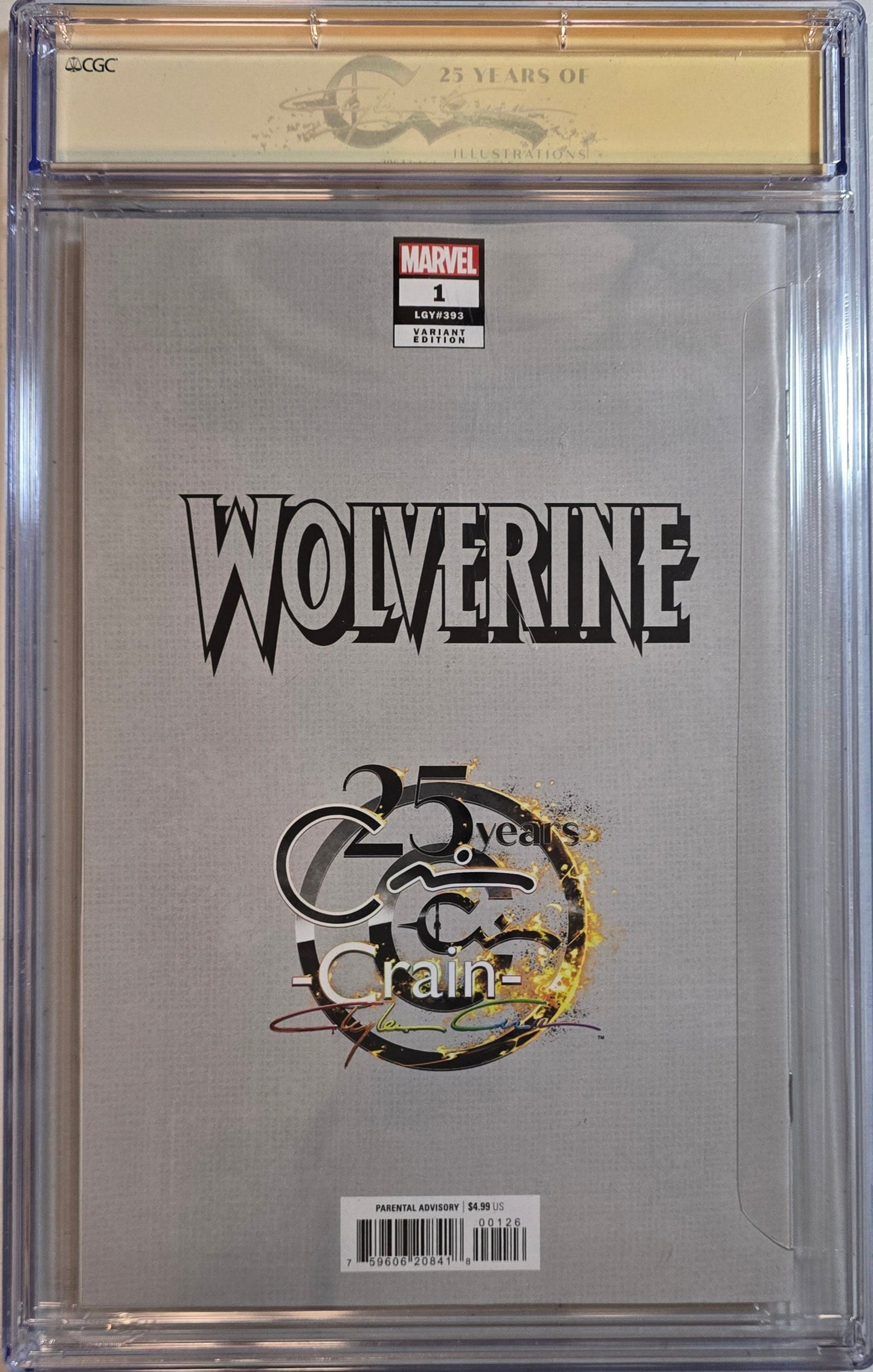Wolverine #1 - Crain Virgin cover - Signed by Clayton Crain - CGC SS 9.9