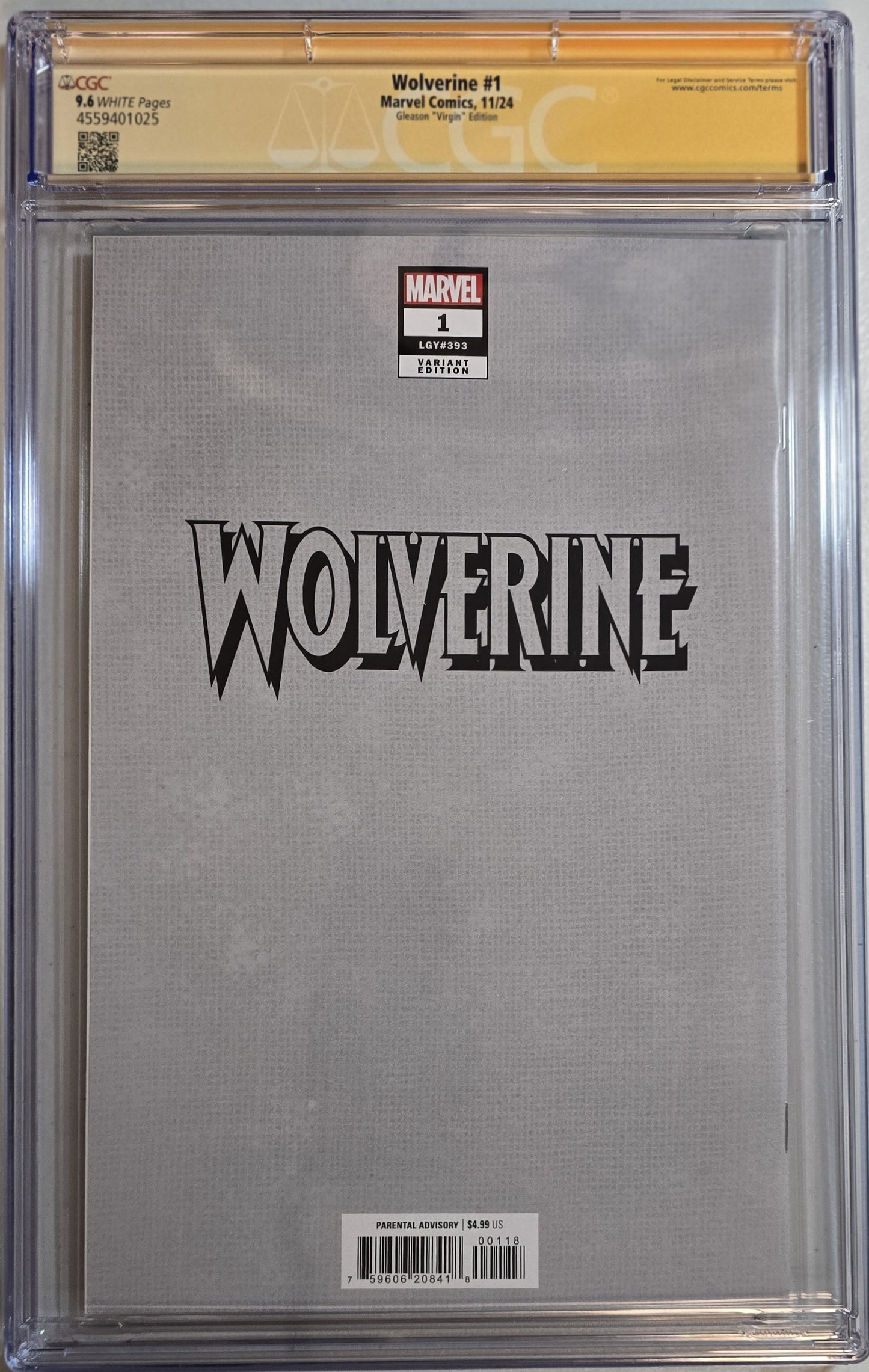 Wolverine Vol 8 #1 - Adamantium Head Virgin - Signed and Remarked by Gleason - CGC SS 9.6