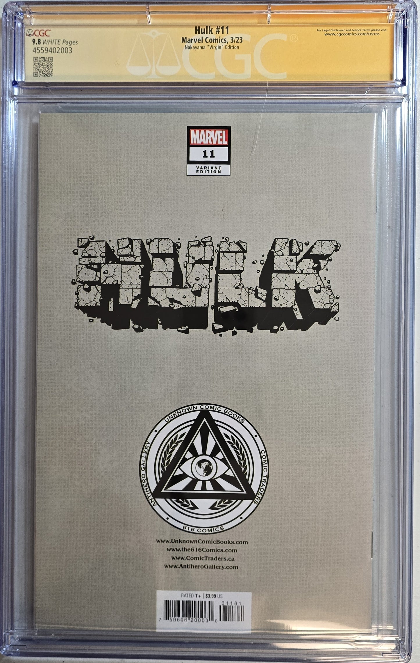 Hulk #11 - Virgin Cover Signed by David Nakayama - CGC SS 9.8