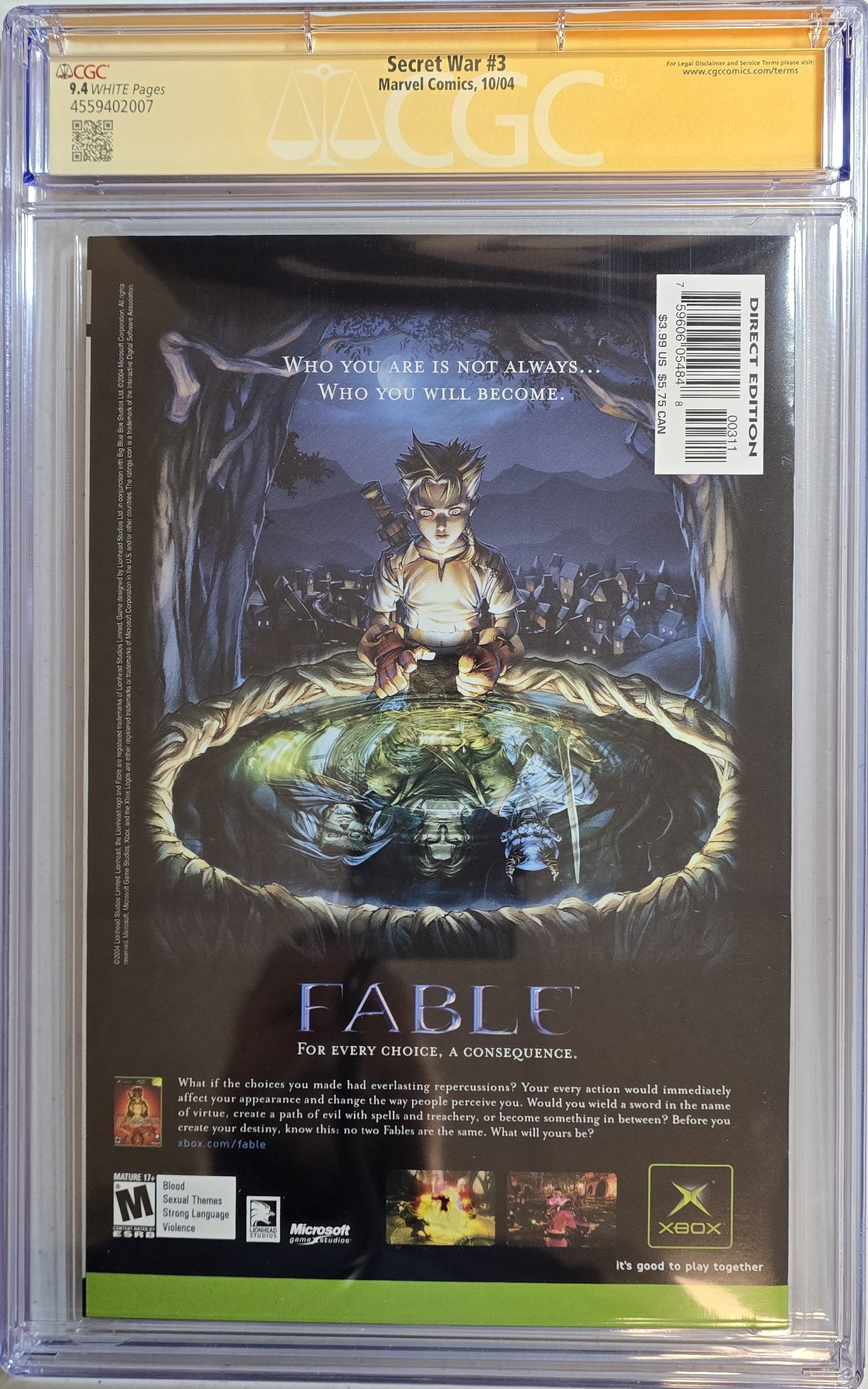 Secret War #3 - Signed by Garielle Dell'Otto - CGC SS 9.4