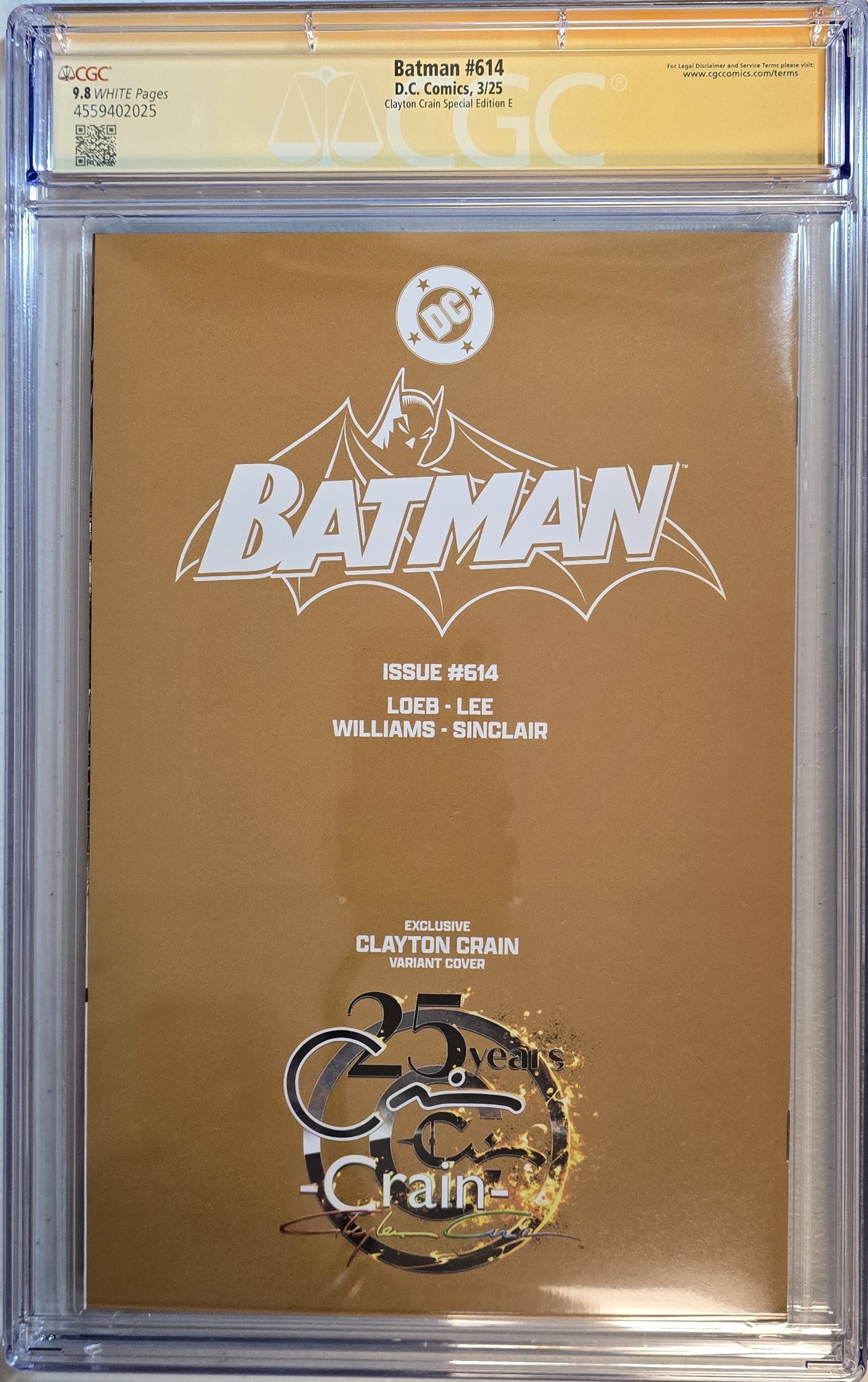Batman Vol 1 #614 : Clayton Crain MegaCon Exclusive Reprint - Signed with Infiniy Sig - CGC SS 9.8