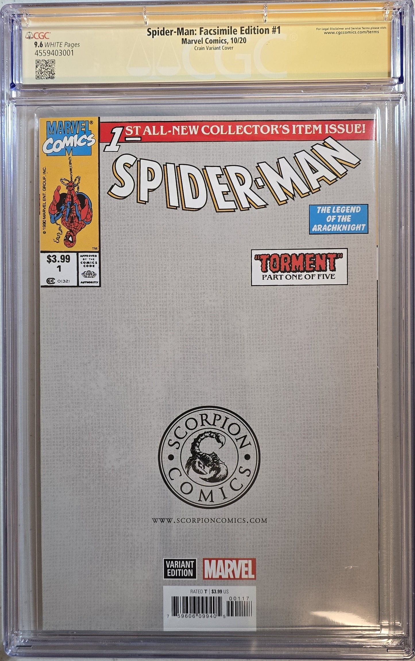 Spider-Man #1 - Facsimile Edition - Clayton Crain Cover Signed w/Infinity Sig - CGC SS 9.6