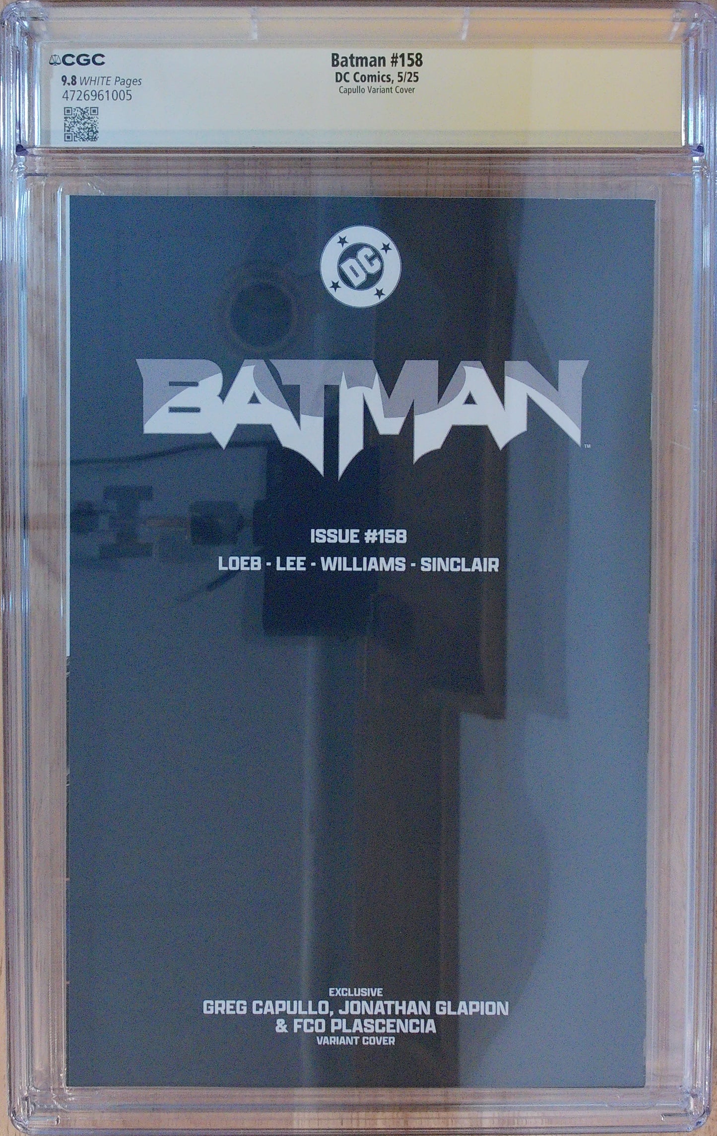 Batman Vol 3 #158 - CGC SS 9.8 - Signed by Greg Capullo - Exclusive Capullo FanExpo