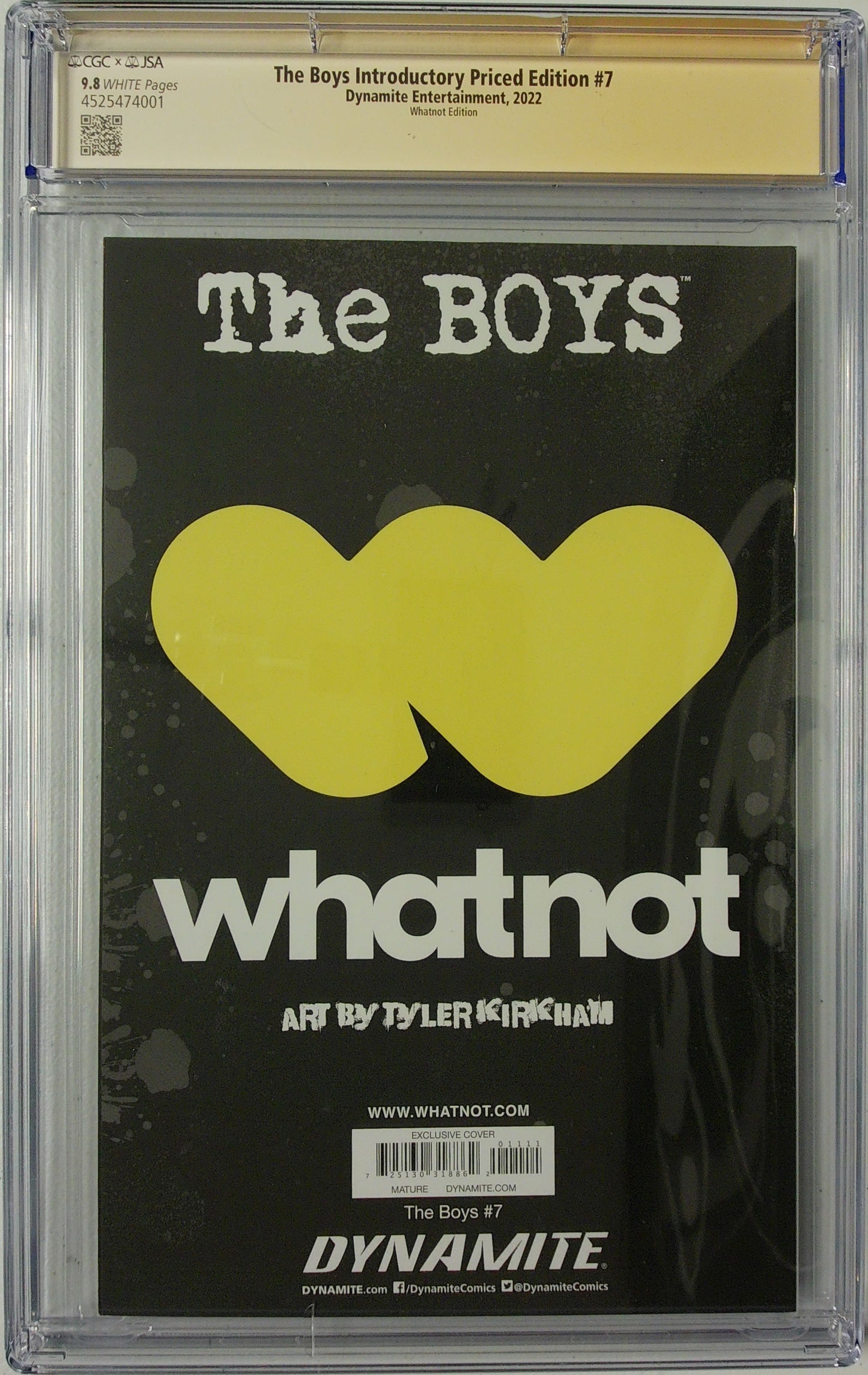 The Boys Vol 1 #7 - CGC x JSA 9.8 - Verified Signed by Tyler Kirkham - WhatNot Trade Dress Reprint