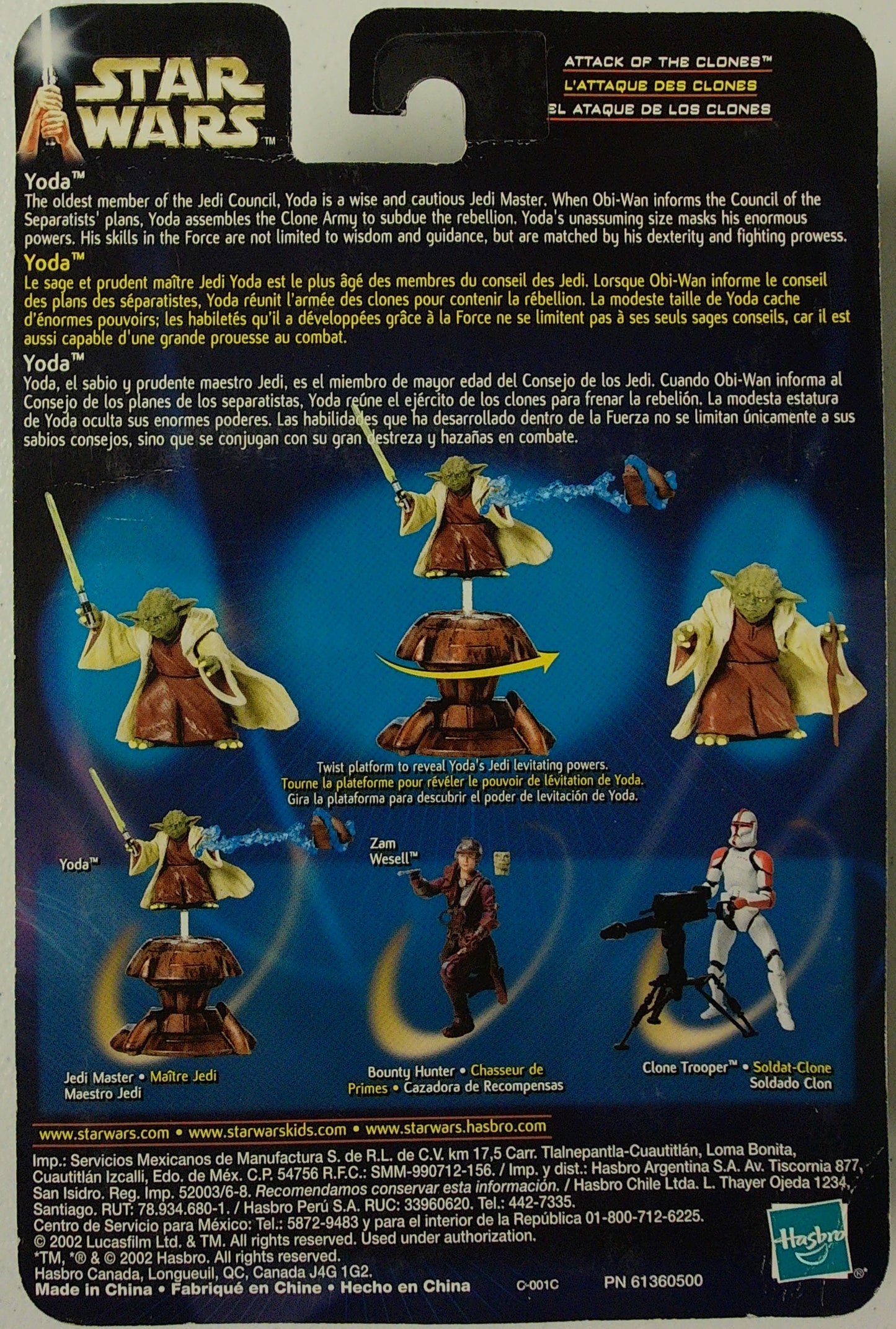 Star Wars Attack of the Clones: YODA Jedi Master With Force Figure - 2002