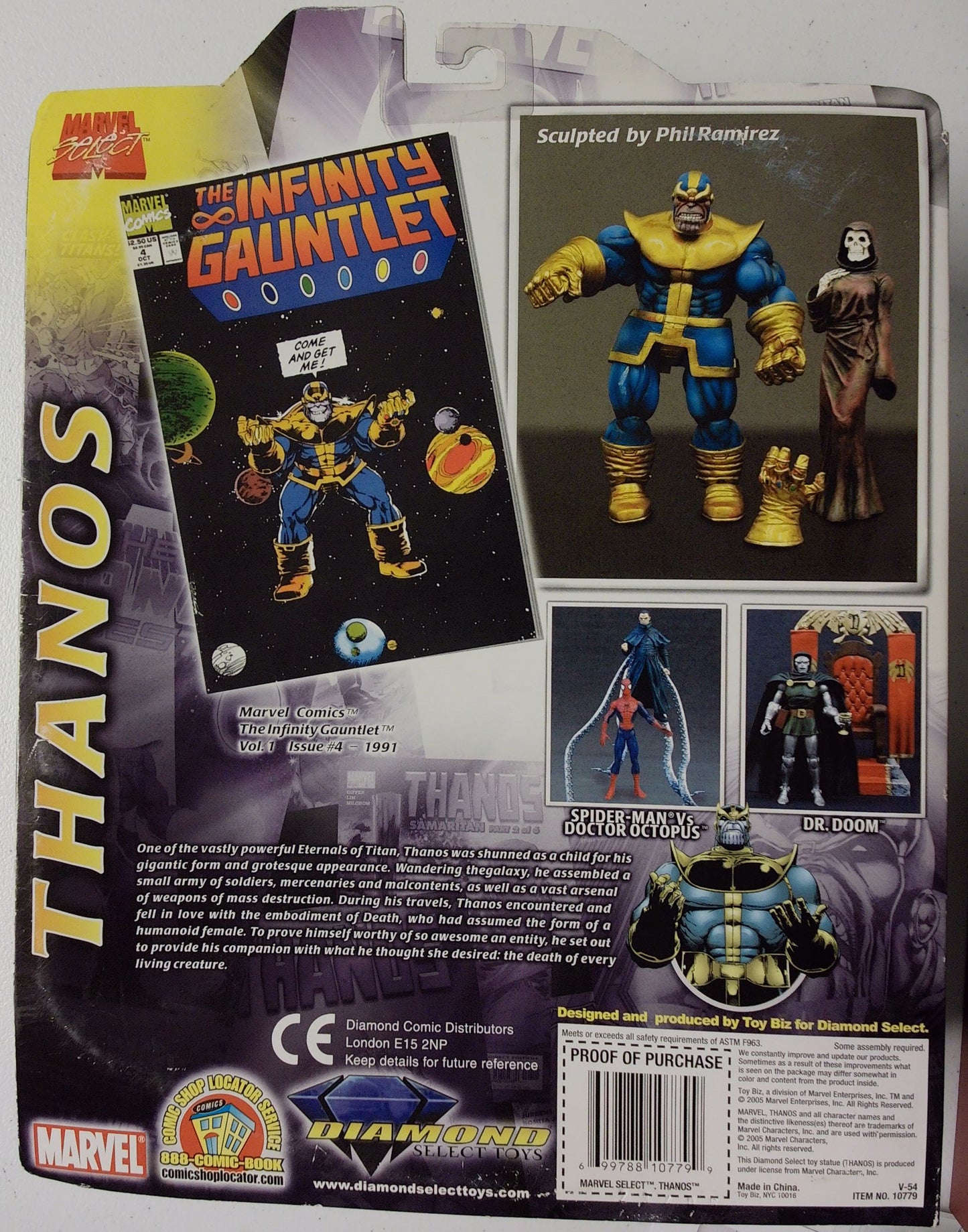 Diamond Select Toys Marvel Select Thanos Action Figure with Removable Infinity Gauntlet and Unarticulated Death Figure