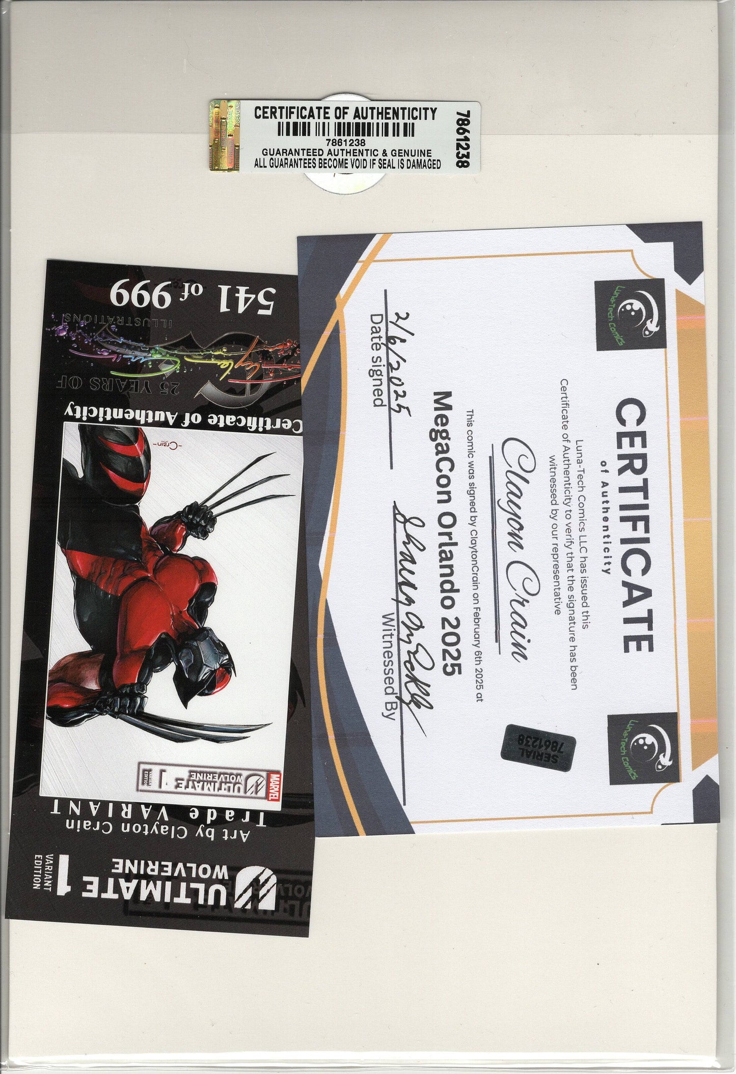 Ultimate Wolverine #1 - Clayton Crain Exclusive Signed with Crain Infinity Sig