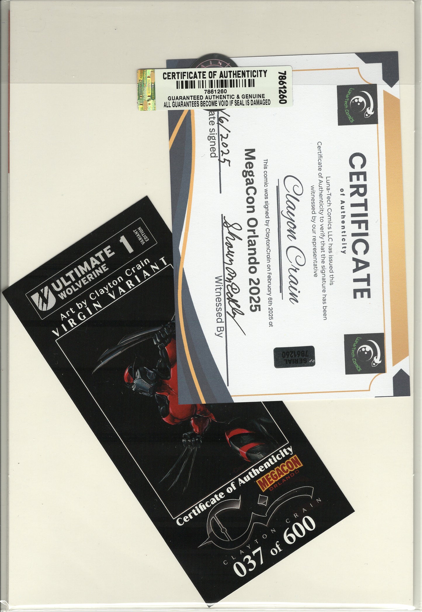 Ultimate Wolverine #1 - Clayton Crain MegaCon 2025 Exclusive Signed with Crain Infinity Sig