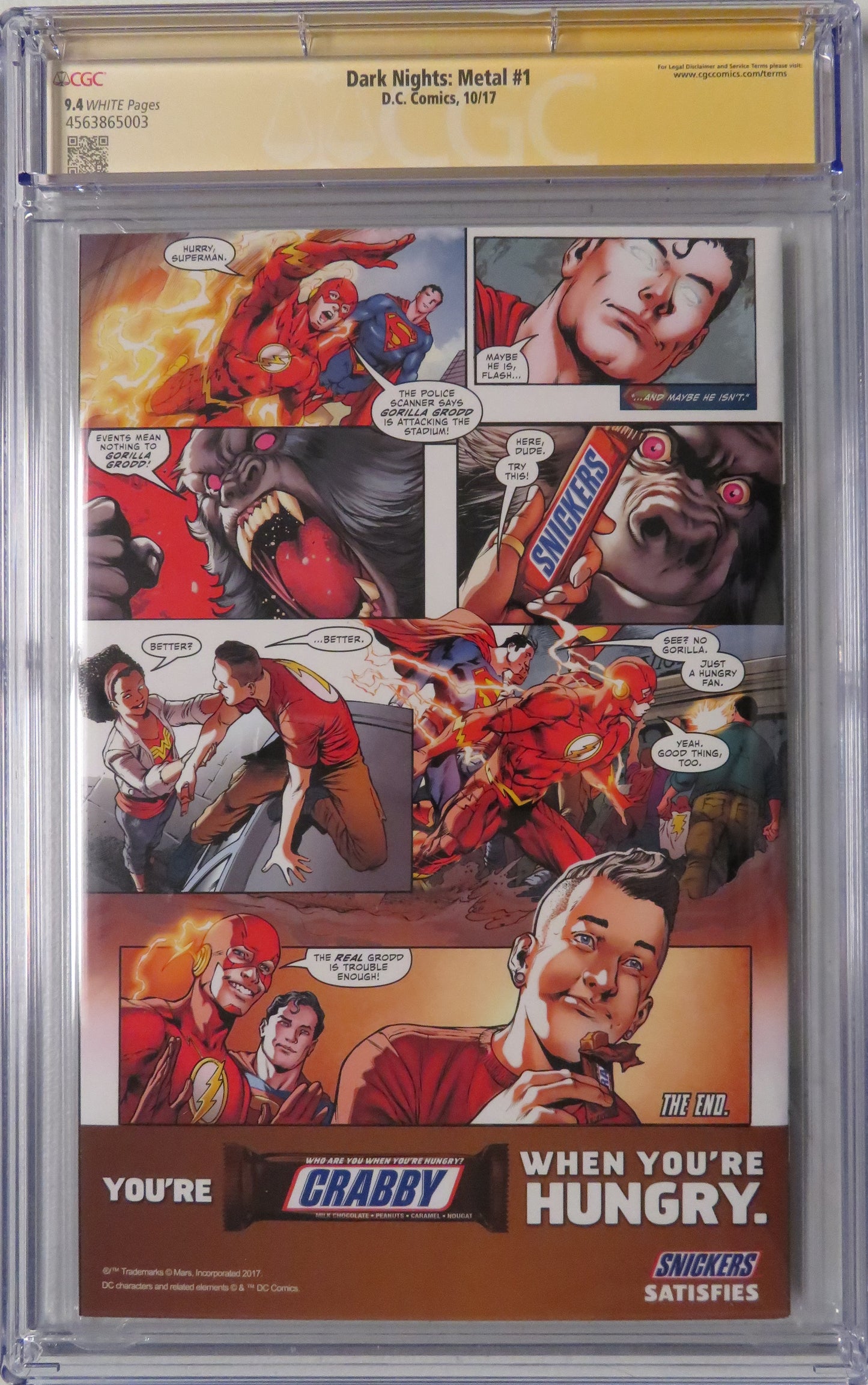 Dark Nights: Metal #1 - CGC SS 9.4 - Signed by Capullo and with "You Rock" by Snyder