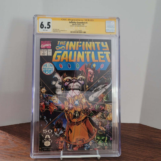 Infinity Gauntlet #1 CGC SS 6.5 Signed By Joe Rubinstein- George Perez Cover Art
