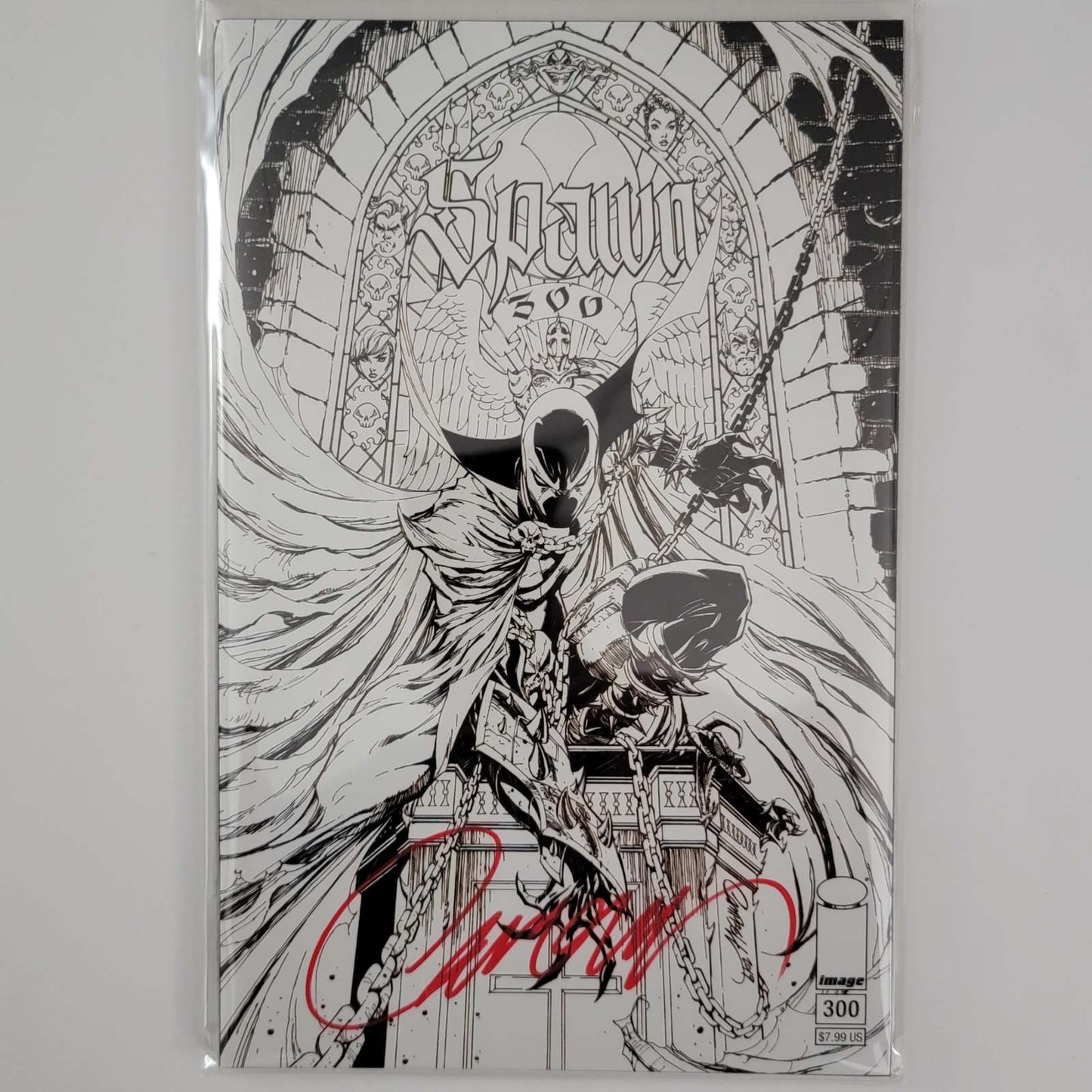 Spawn #300 Tyler Kirkham BW Variante firmada con certificado de autenticidad