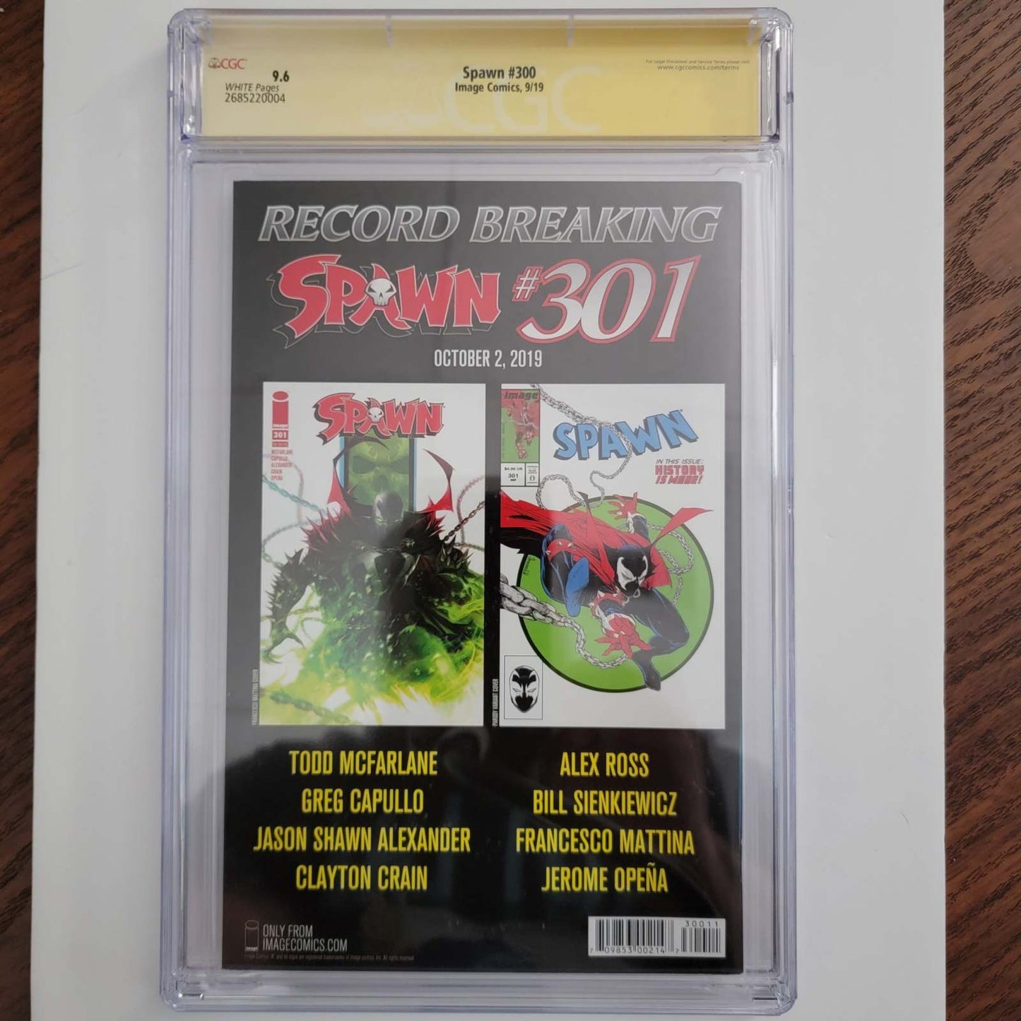 Spawn #300 CGC SS 9.6 由 Jerome Opena 簽名
