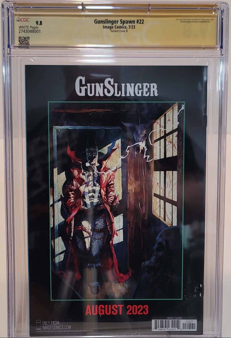 Gunslinger Spawn 22 變體封面 B CGC SS 9.8 2023 由 Glapion 簽名和草圖