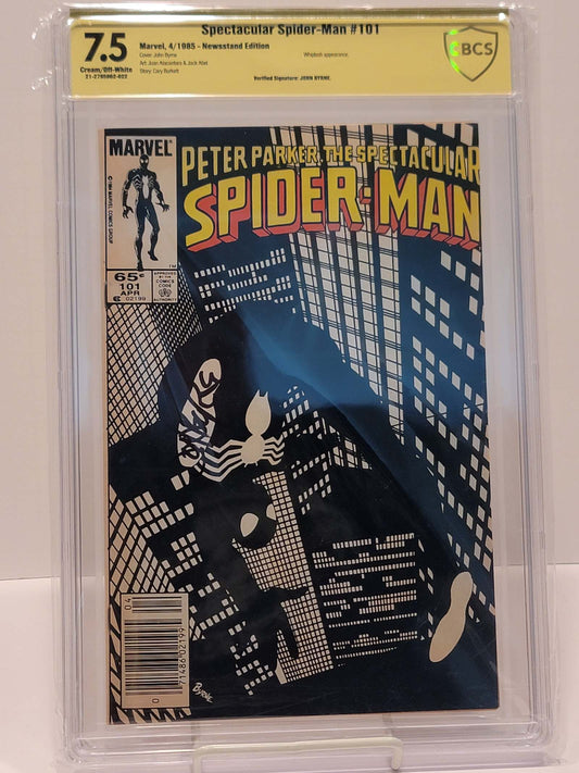 Spectacular Spider-Man #101 Newsstand CBCS 7.5 Verified Signed By John Byrne