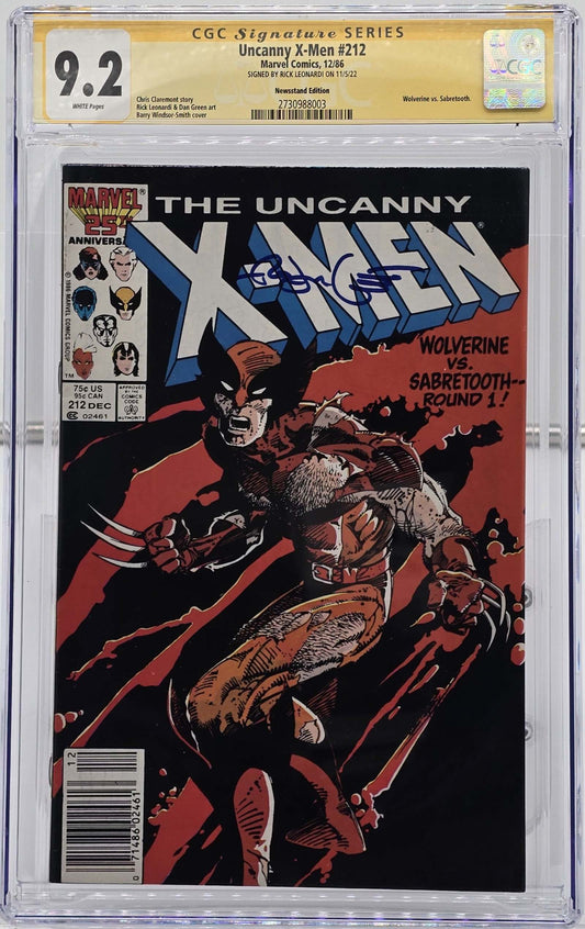 Uncanny X-Men Vol 1 #212 CGC SS 9.2 -Newsstand - Signed by Rick Leonardi