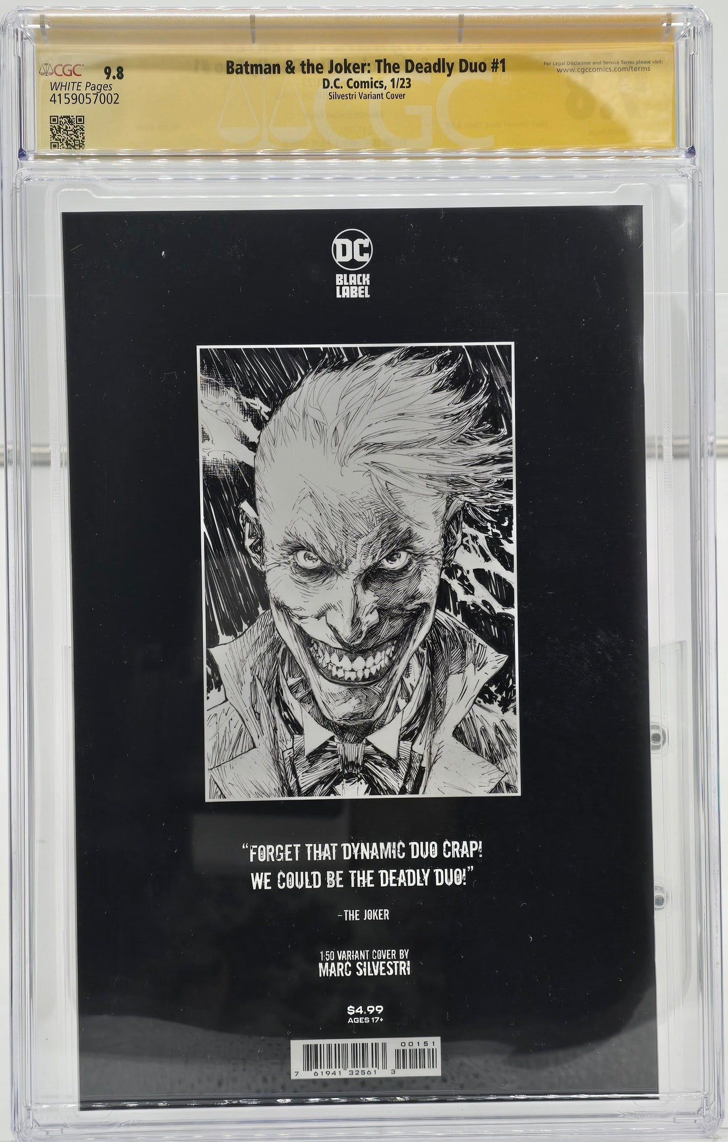 Batman & The Joker: The Deadly Duo #1 CGC SS 9.8 Signed By Marc Silvestri