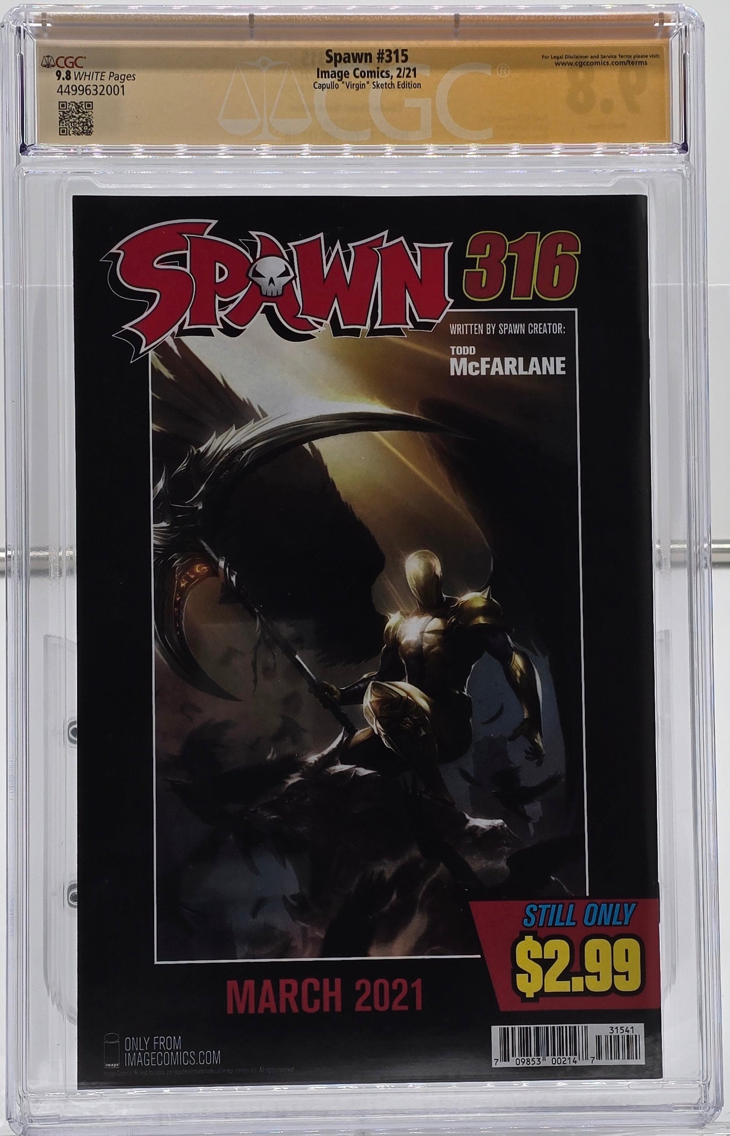 Spawn #315 Greg Capullo Virgin Sketch Cover CGC SS 9.8