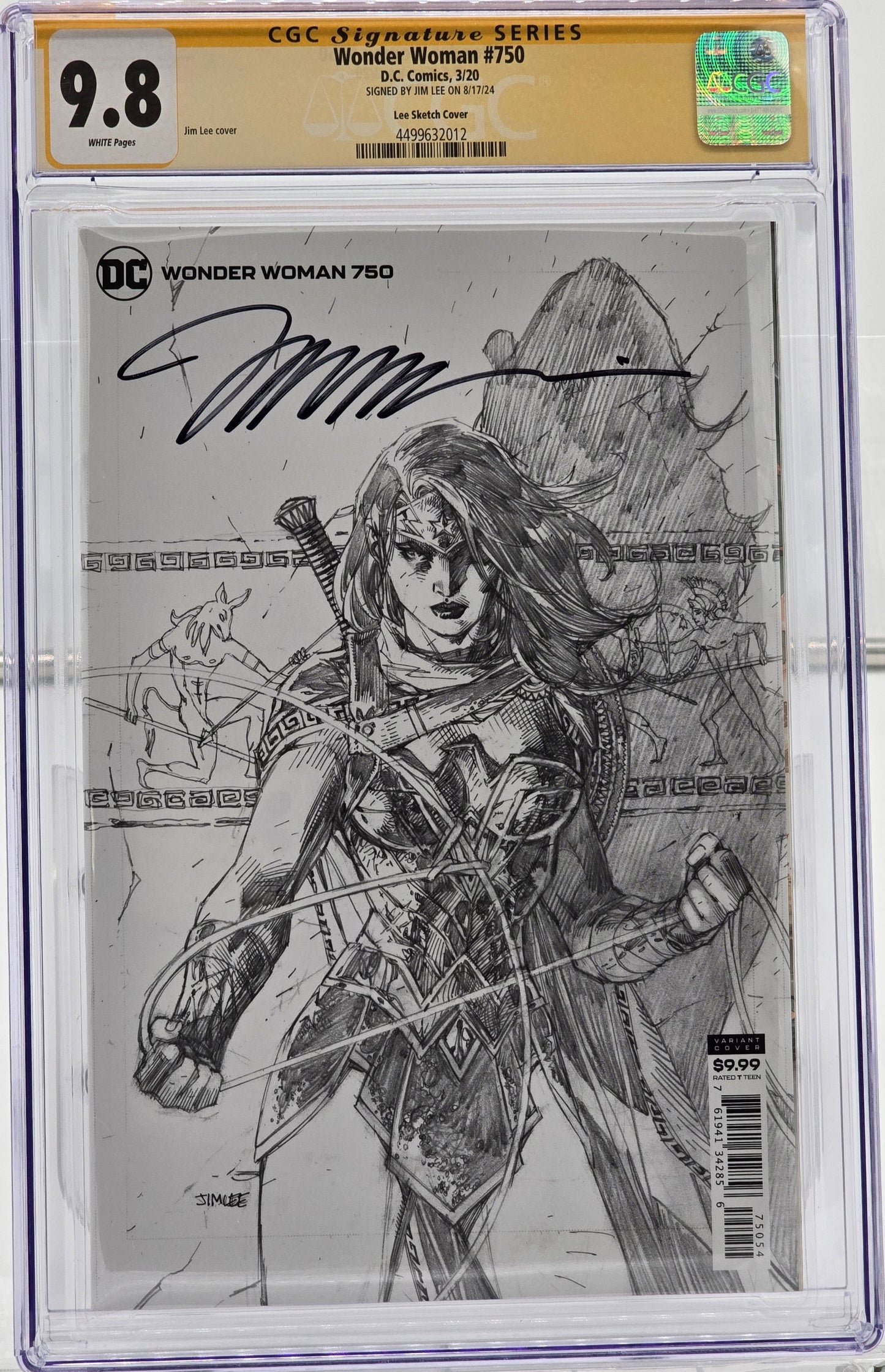 Wonder Woman #750 Jim Lee Boceto de portada CGC SS 9.8