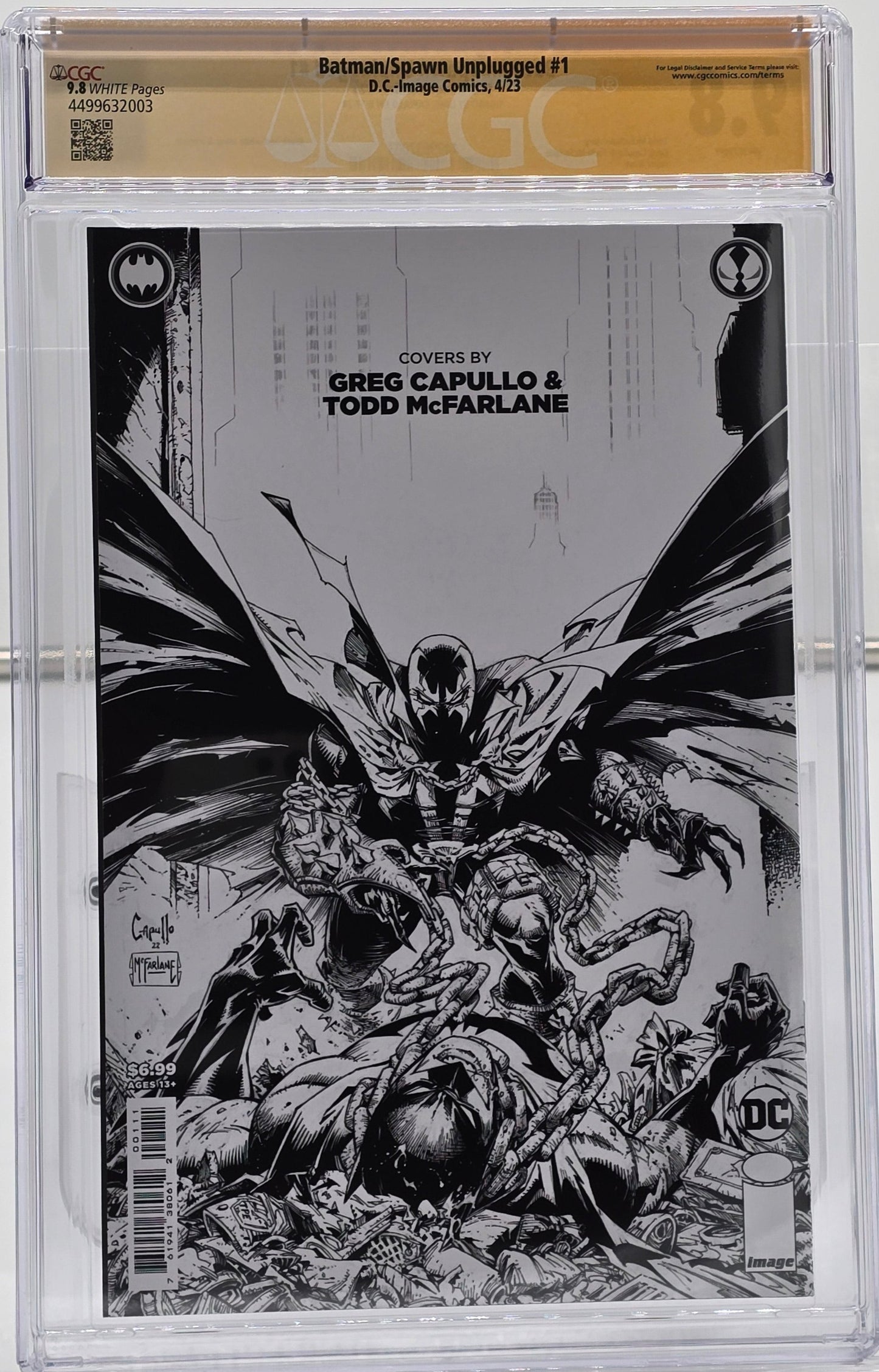 Batman/Spawn #1 Unplugged - Greg Capullo, portada en blanco y negro, CGC SS 9.8