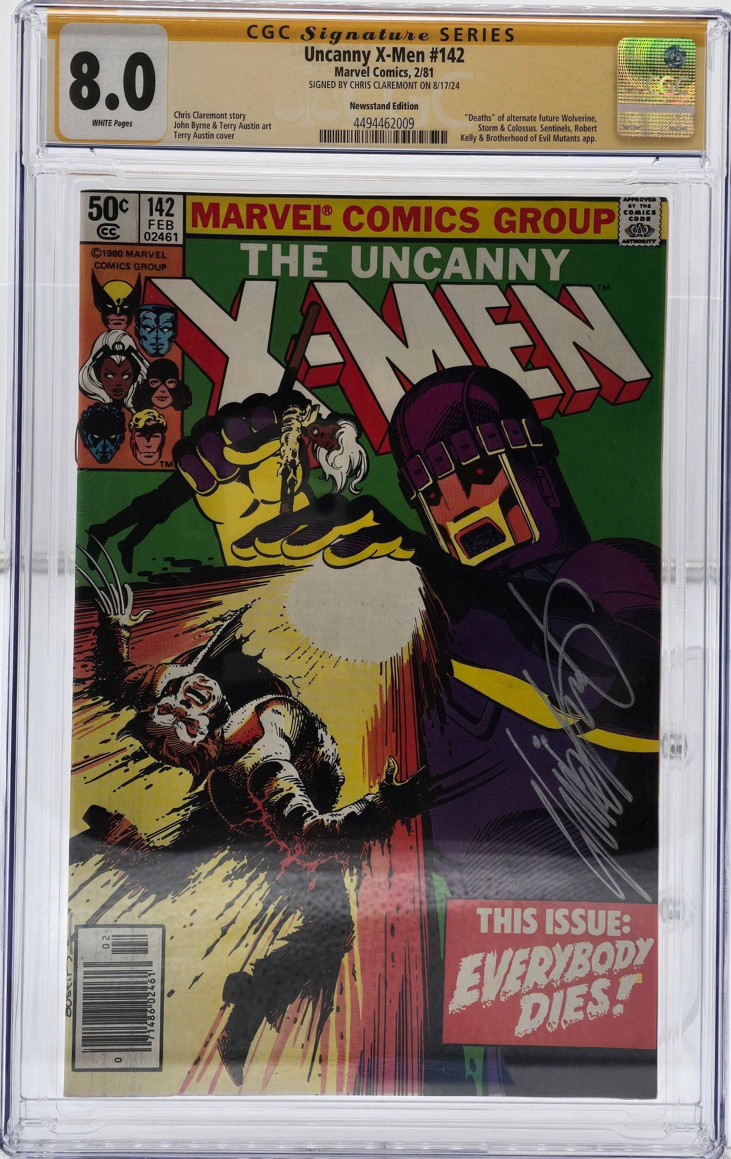 Uncanny X-Men Vol 1 #142 - CGC 8.0 - Signed by Chris Claremont