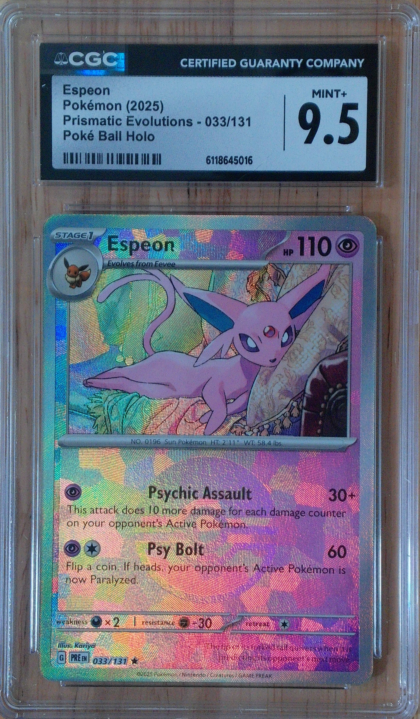 Espeon #033/131 - Prismatic Evolutions - CGC 9.5 - Poke Ball Holo