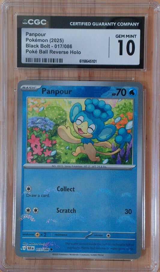 Panpour #017/086 - Black Bolt - CGC 10 - Poke Ball Reverse Holo