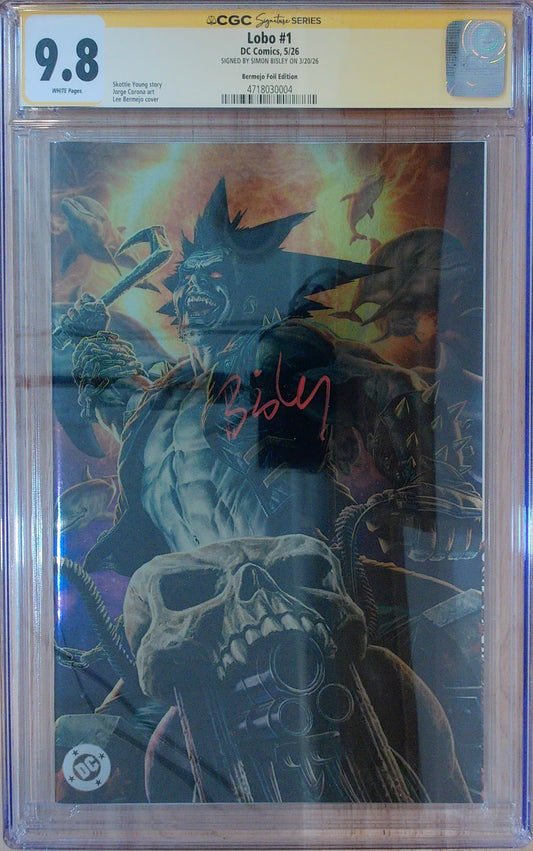 Lobo Vol 4 #1 - CGC SS 9.8 - Cover E Lee Bermejo Foil Variant - Signed by Simon Bisley