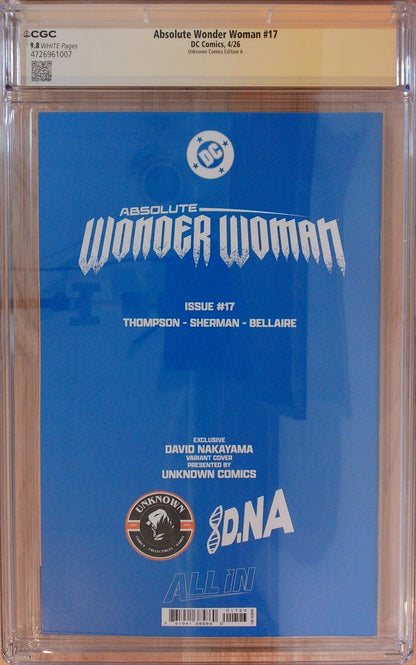 Absolute Wonder Woman Vol 1 #17 - Nakayama Cover - CGC SS 9.8 - Signed by David Nakayama