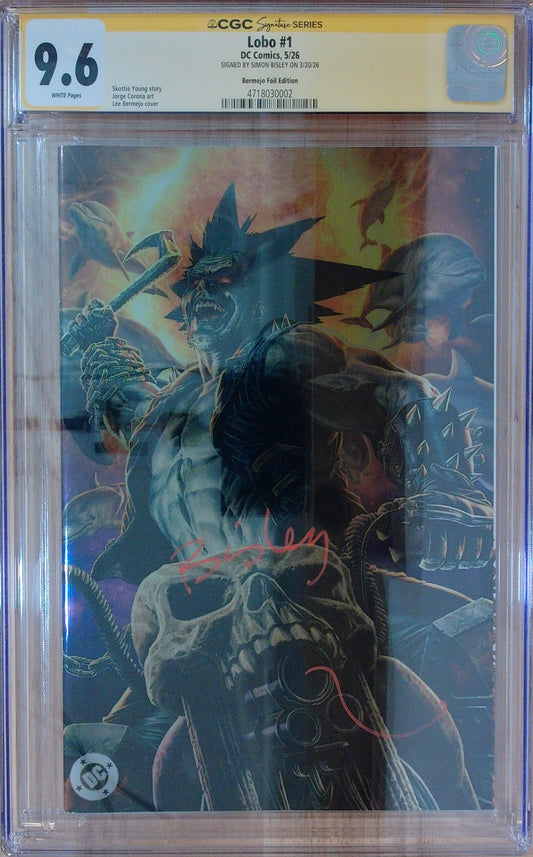 Lobo Vol 4 #1 - CGC SS 9.6 - Cover E Lee Bermejo Foil Variant - Signed by Simon Bisley