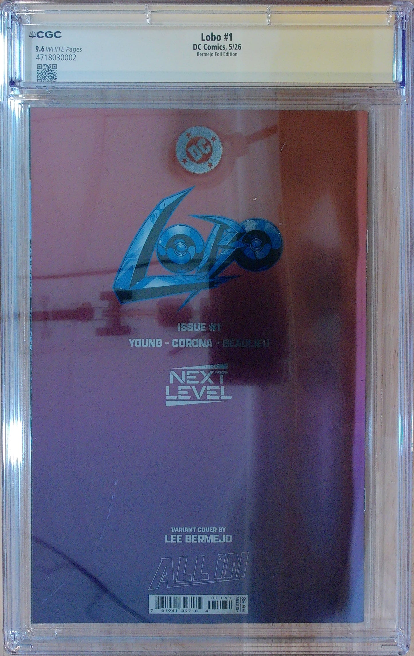 Lobo Vol 4 #1 - CGC SS 9.6 - Cover E Lee Bermejo Foil Variant - Signed by Simon Bisley