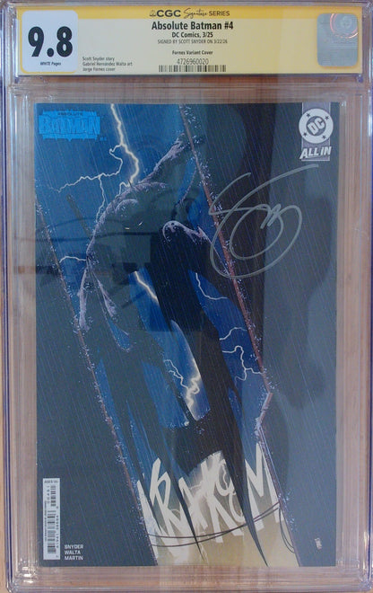 Absolute Batman Vol 1 #4 - 1:50 Fornes Variant - CGC SS 9.8 - Signed by Scott Snyder