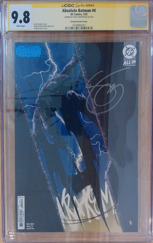 Absolute Batman Vol 1 #4 - 1:50 Fornes Variant - CGC SS 9.8 - Signed by Scott Snyder