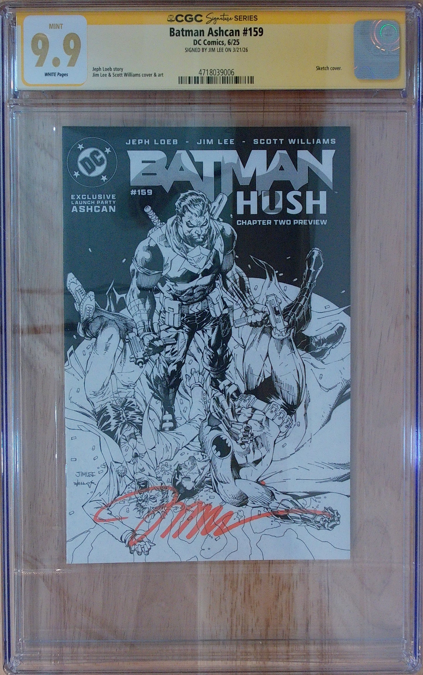 Batman Vol 3 #159 - CGC SS 9.9 - Ashcan - Signed by Jim Lee
