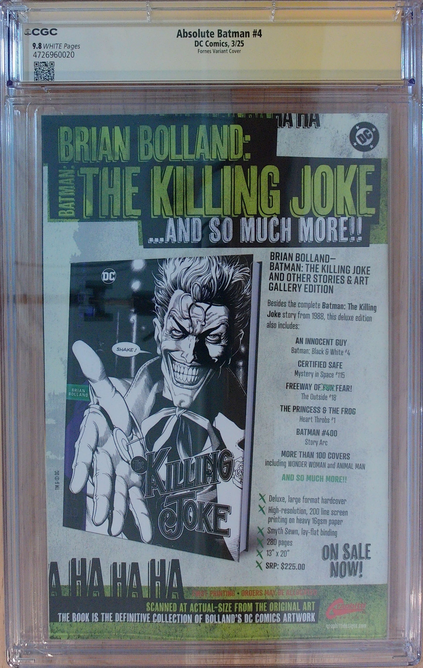 Absolute Batman Vol 1 #4 - 1:50 Fornes Variant - CGC SS 9.8 - Signed by Scott Snyder