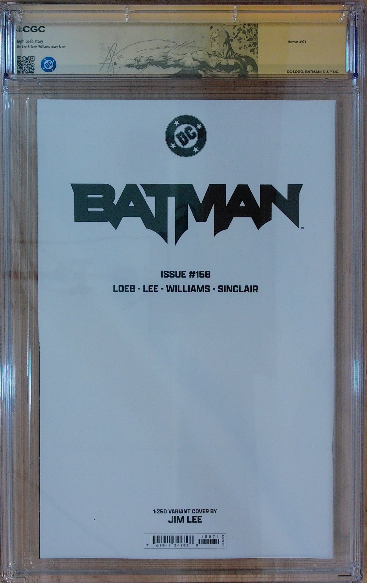 Batman Vol 3 #158 - CGC SS 9.8 - Signed by Jim Lee - 1:250 Incentive Cover