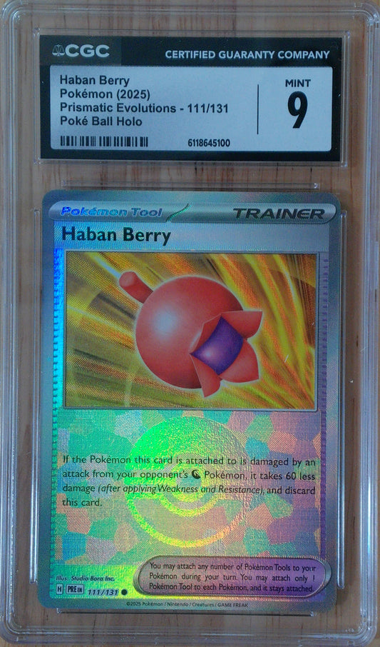 Haban Berry #111/131 - Prismatic Evolutions - CGC 9.0 - Poke Ball Holo