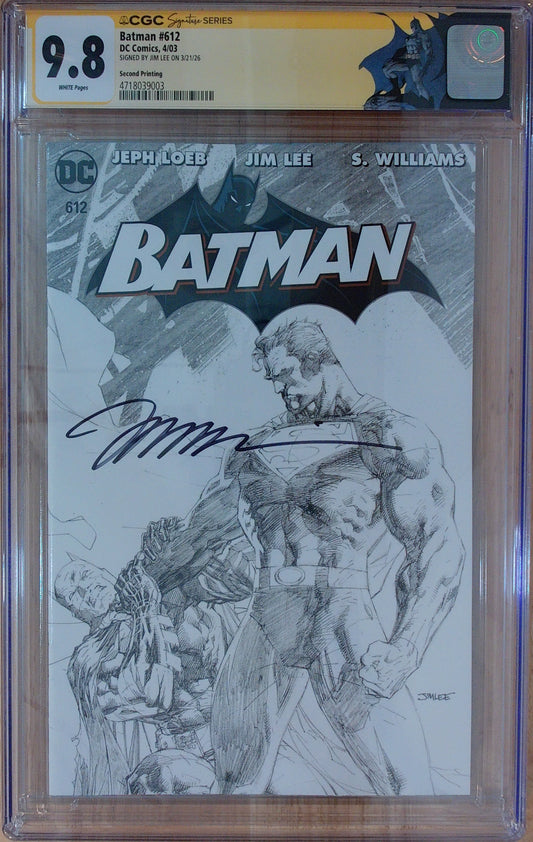 Batman Vol 1 #612 - CGC SS 9.8 - Signed by Jim Lee - 2nd Print Sketch Cover