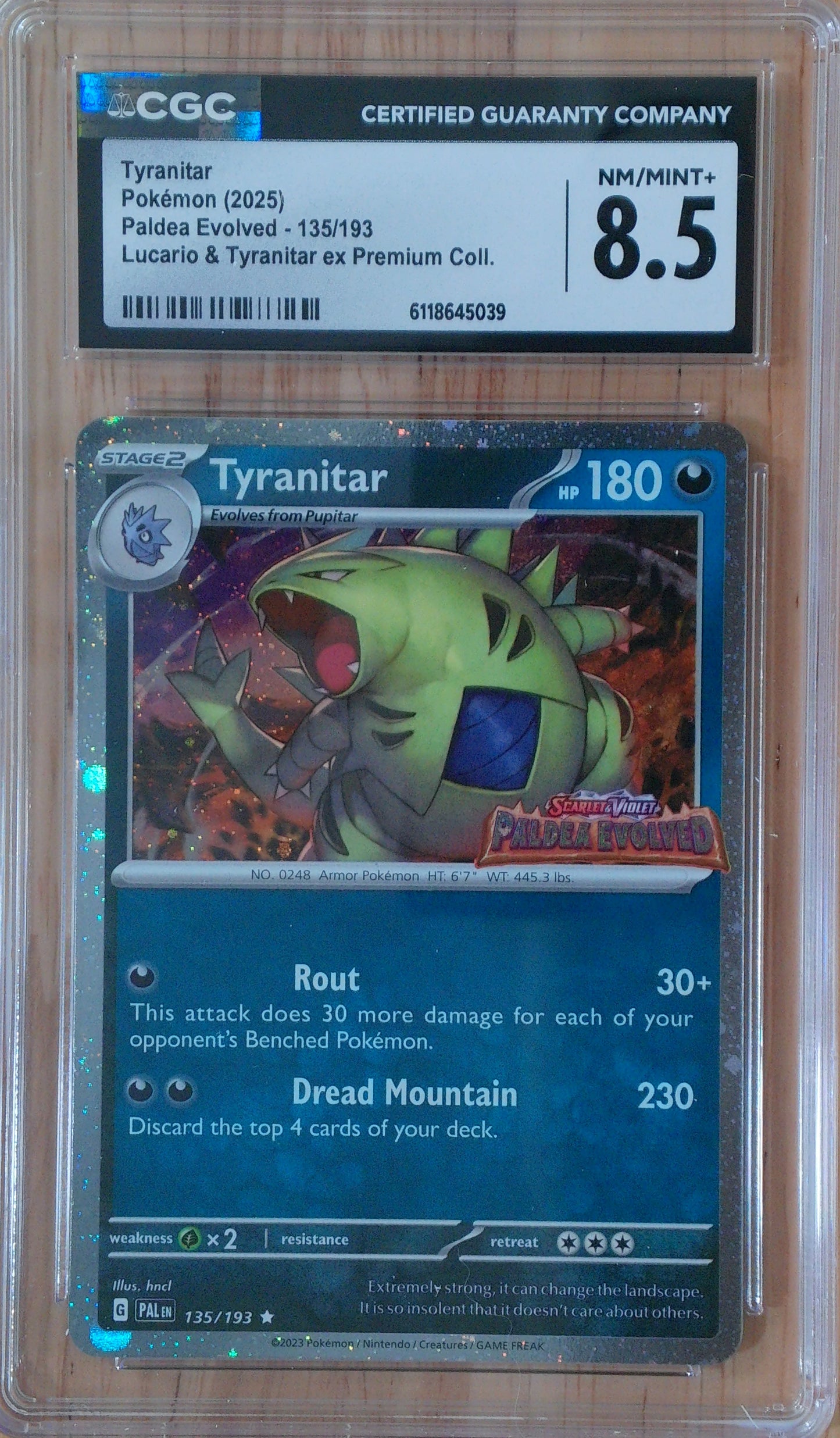 Tyranitar #135/193 - Paldea Evolved - CGC 8.5 - Cosmos Holo