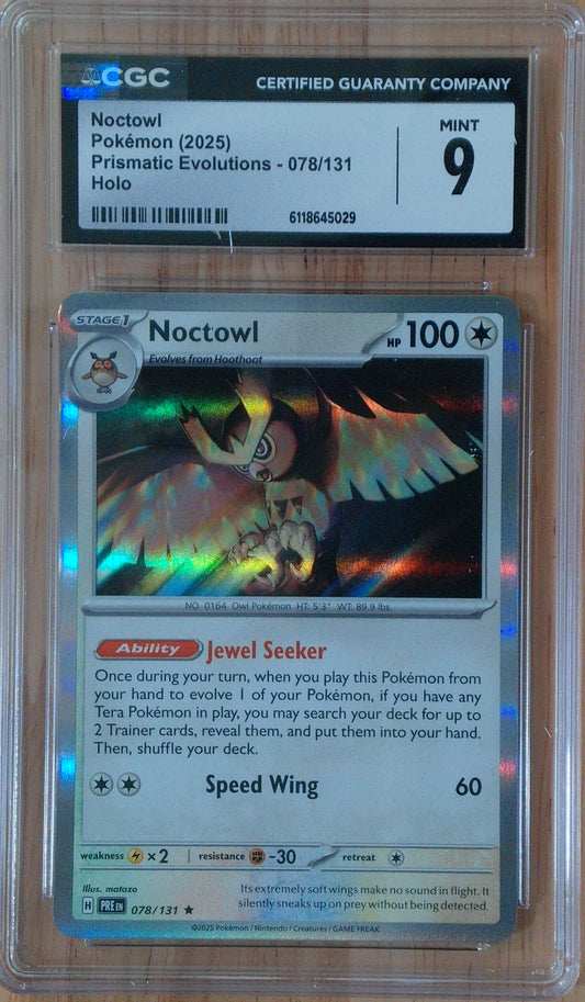 Noctowl #078/131 - Prismatic Evolutions - CGC 9.0 - Holo