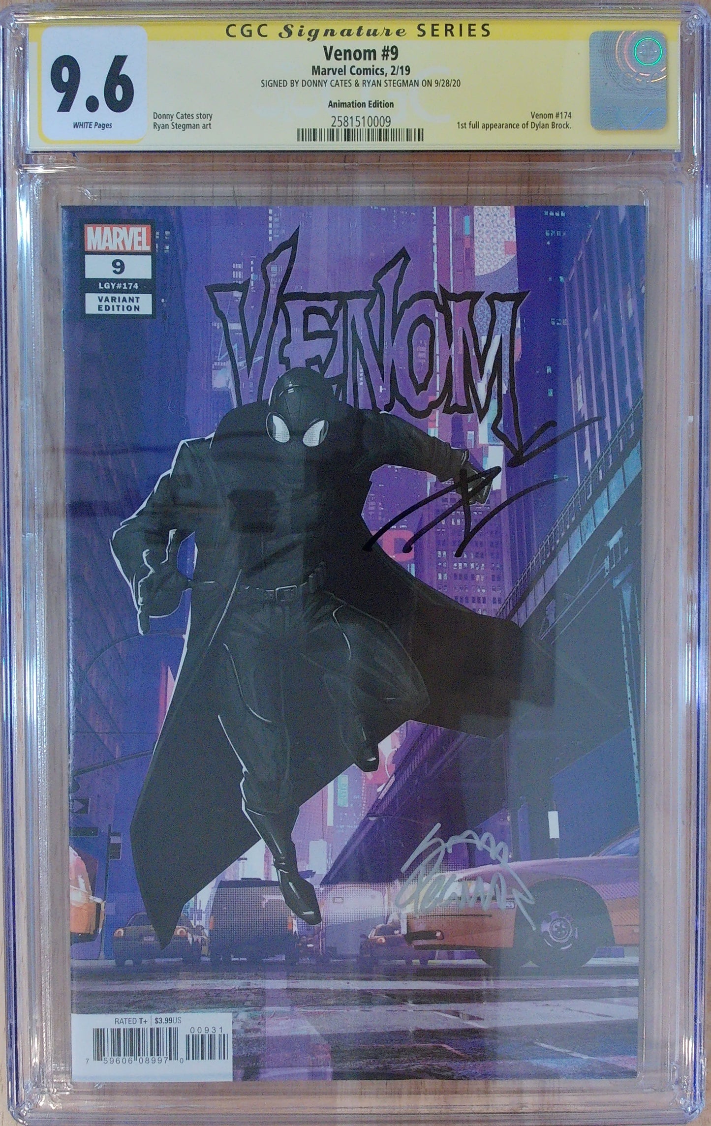 Venom Vol 4 #9 - Animation Edition 1:10 - CGC SS 9.6 - Signed by Donny Cates and Ryan Stegman