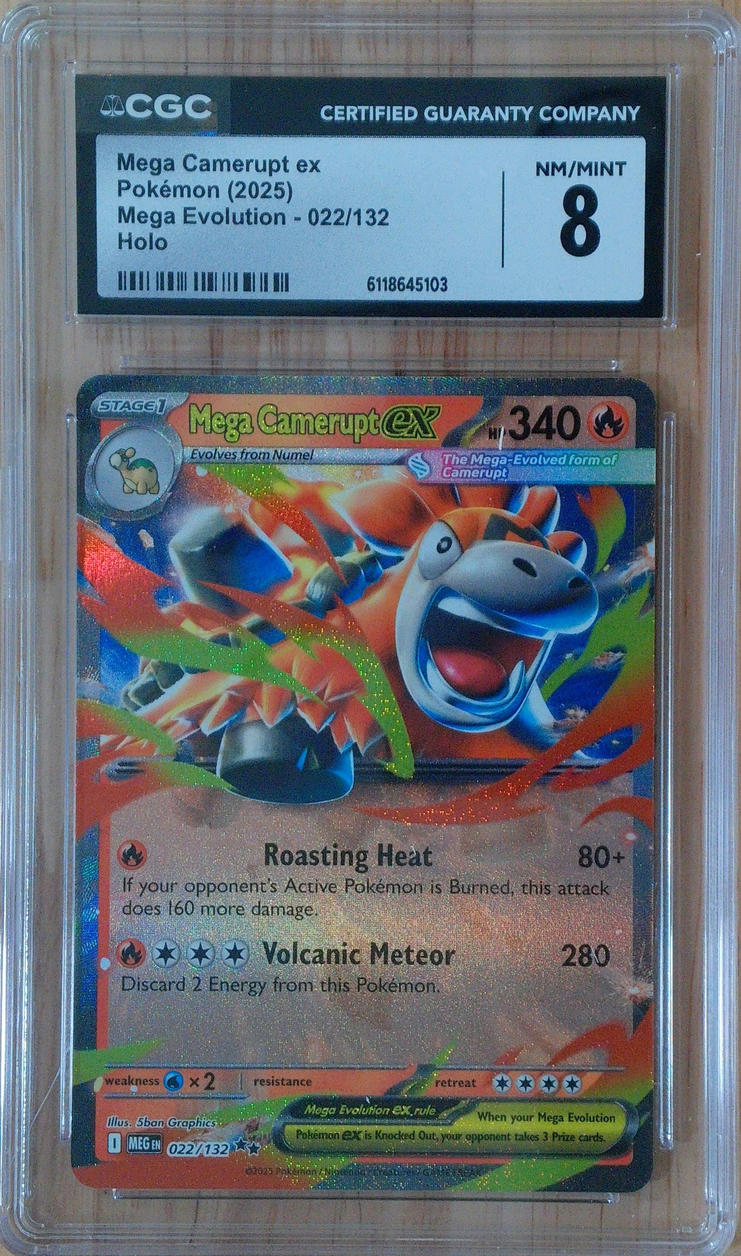Mega Camerupt Ex #022/132 - Mega Evolution - CGC 8.0 - Holo
