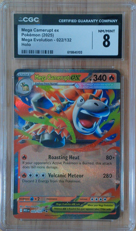 Mega Camerupt Ex #022/132 - Mega Evolution - CGC 8.0 - Holo