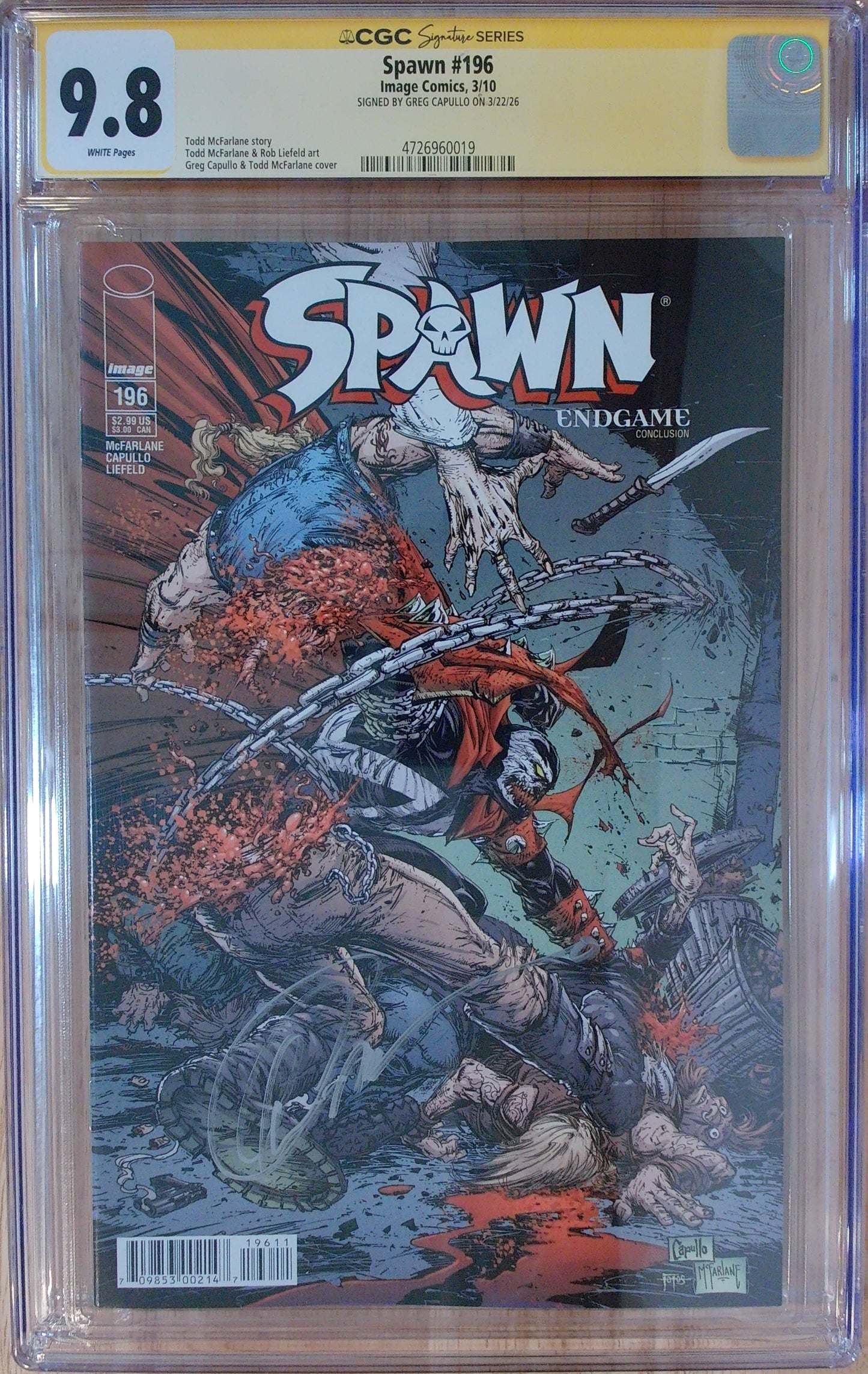 Spawn Vol 1 #196 - CGC SS 9.8 - Newsstand Edition - Signed by Greg Capullo