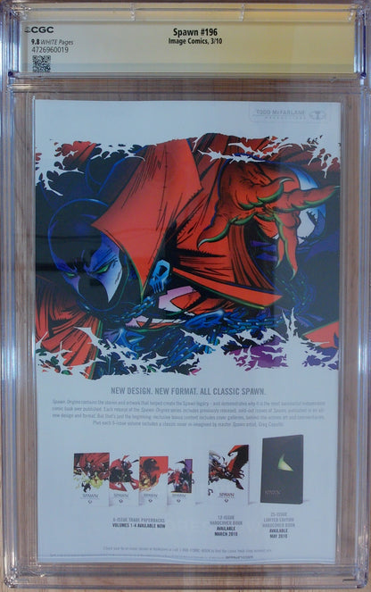 Spawn Vol 1 #196 - CGC SS 9.8 - Newsstand Edition - Signed by Greg Capullo