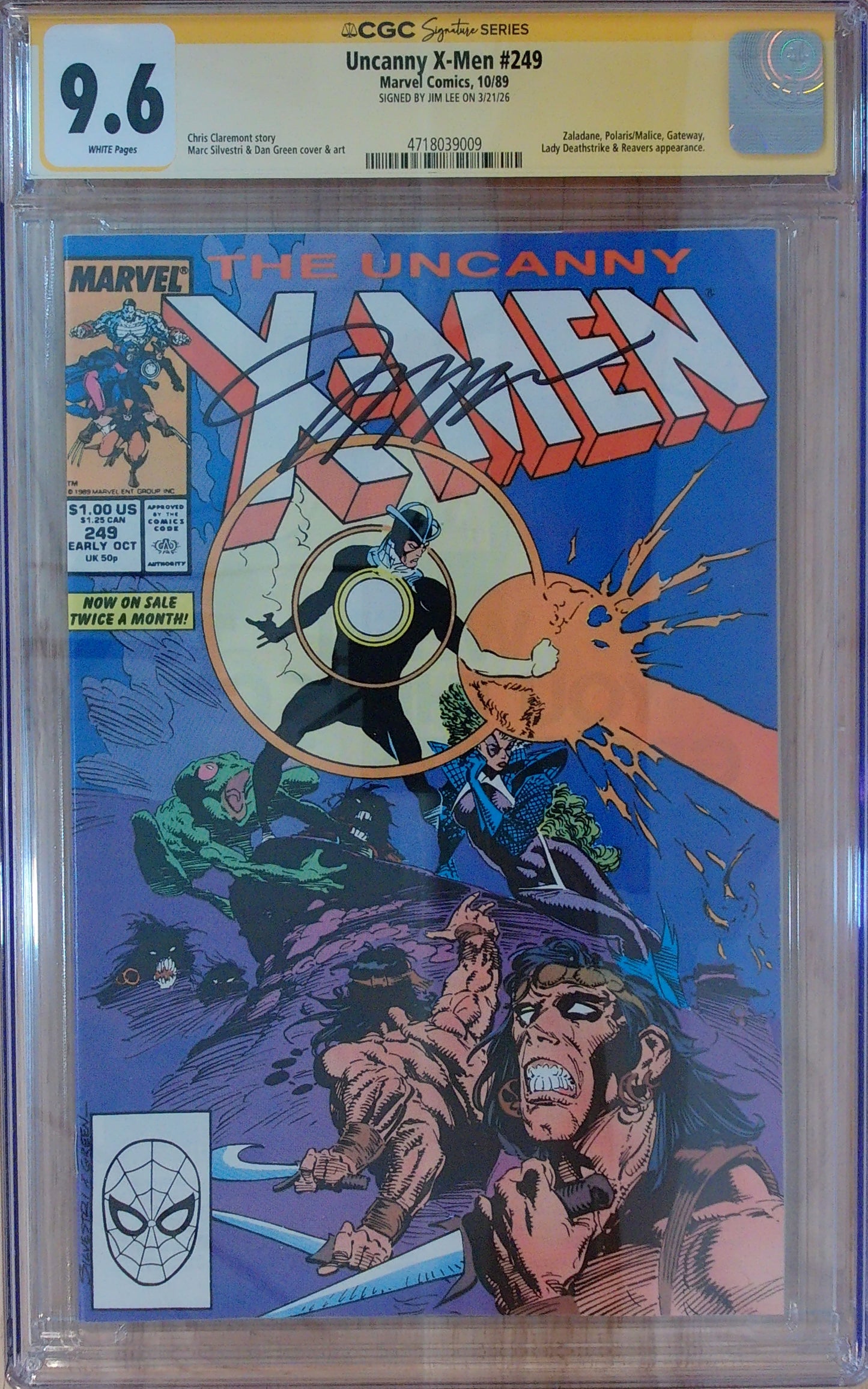 Uncanny X-Men Vol 1 #249 - CGC SS 9.6 - Signed by Jim Lee